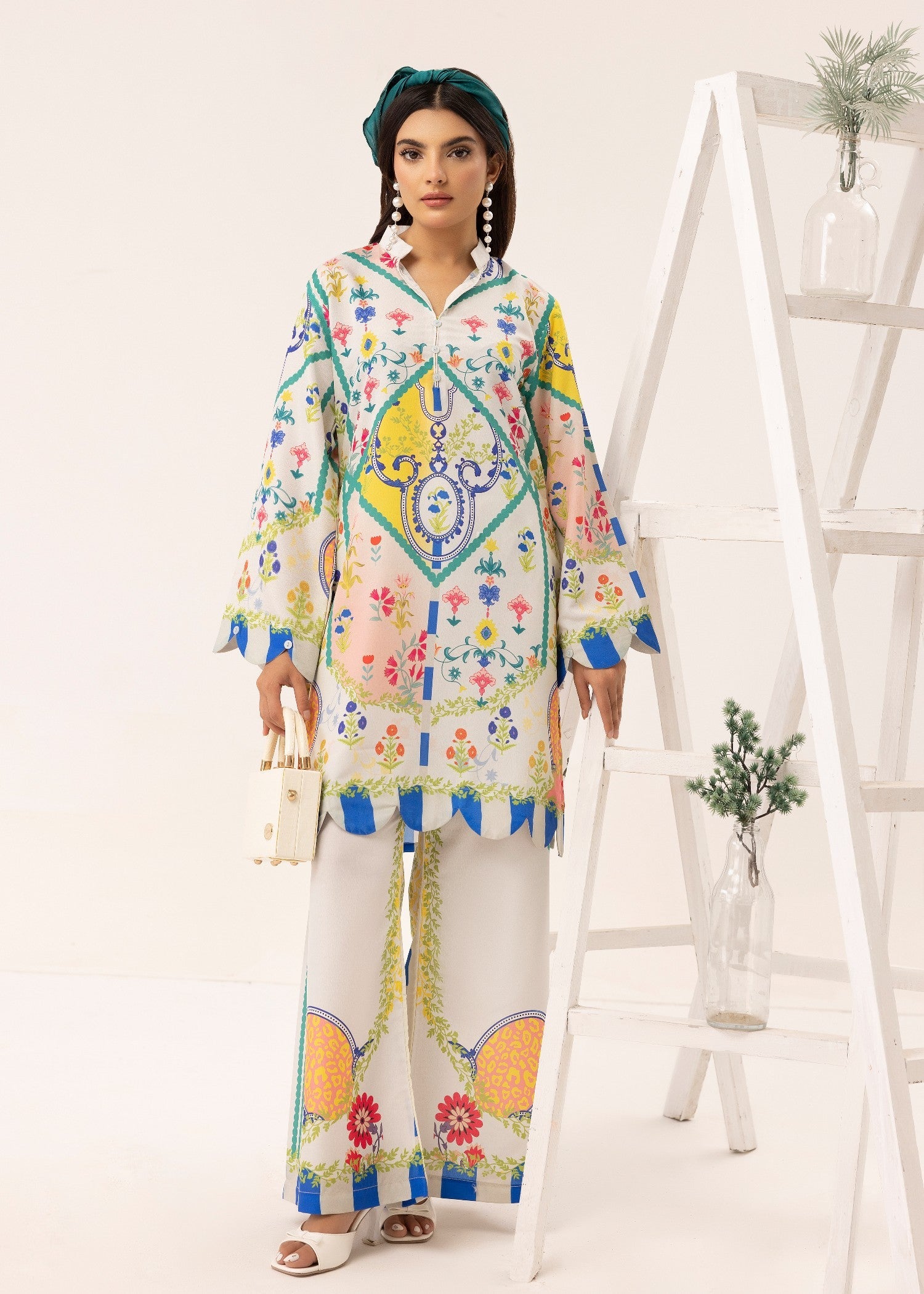 lawn Co Ord Sets in Blush pink, white, sky blue