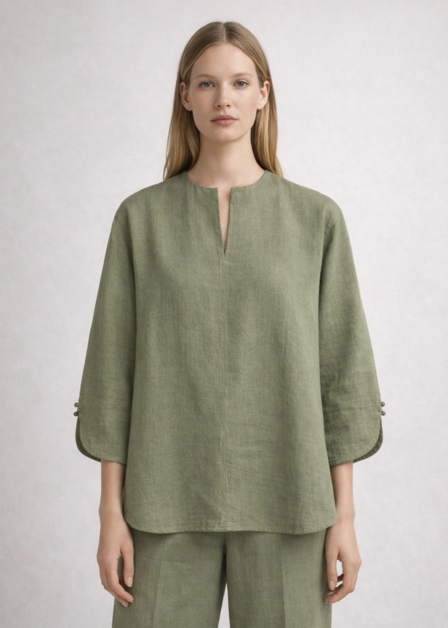 cotton linen Top in Sage green