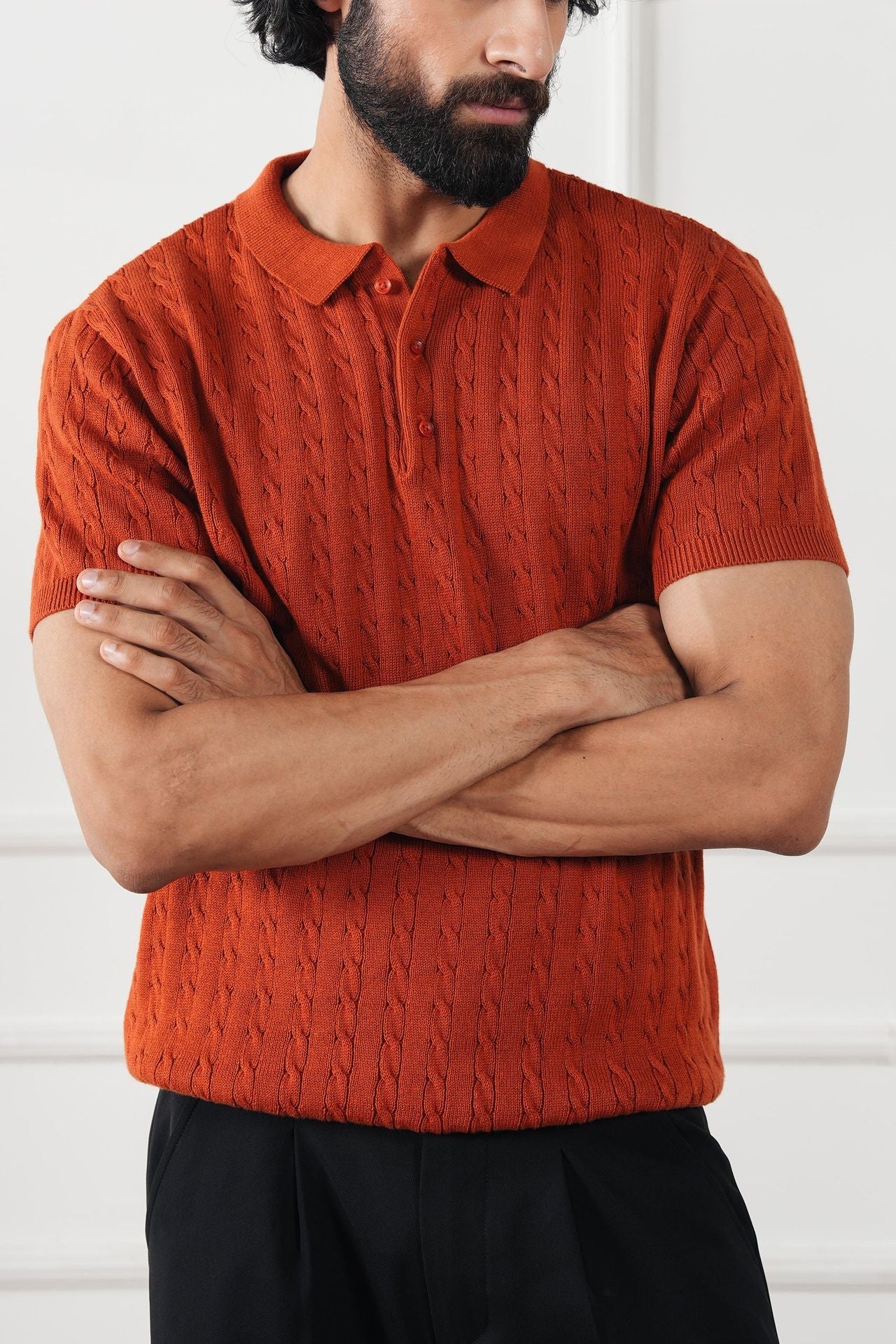 cotton jersey Polo Shirt in Pumpkin orange