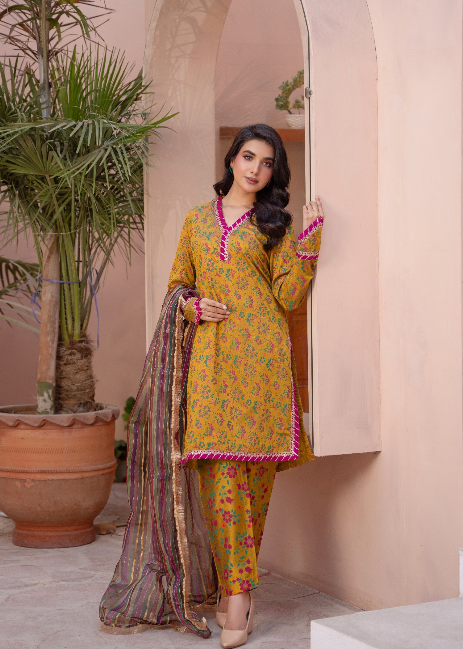 indian raw silk Kurta Set in Mustard