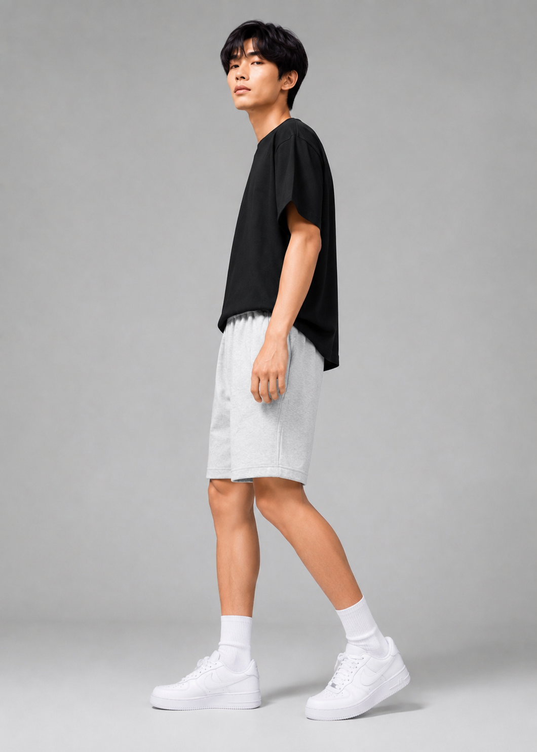 french terry Shorts in Light grey