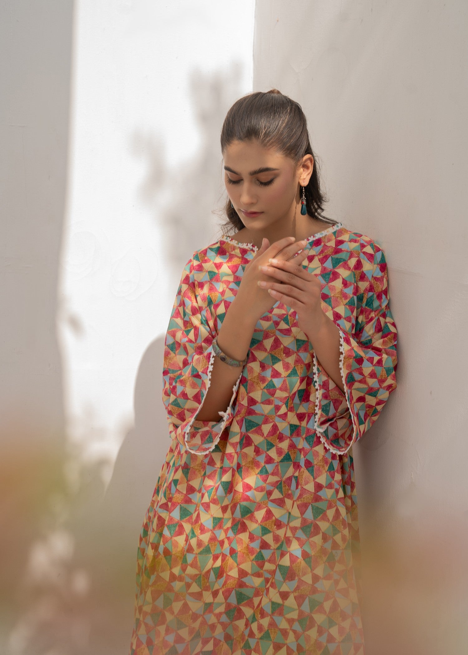 lawn Short Frock in Multi