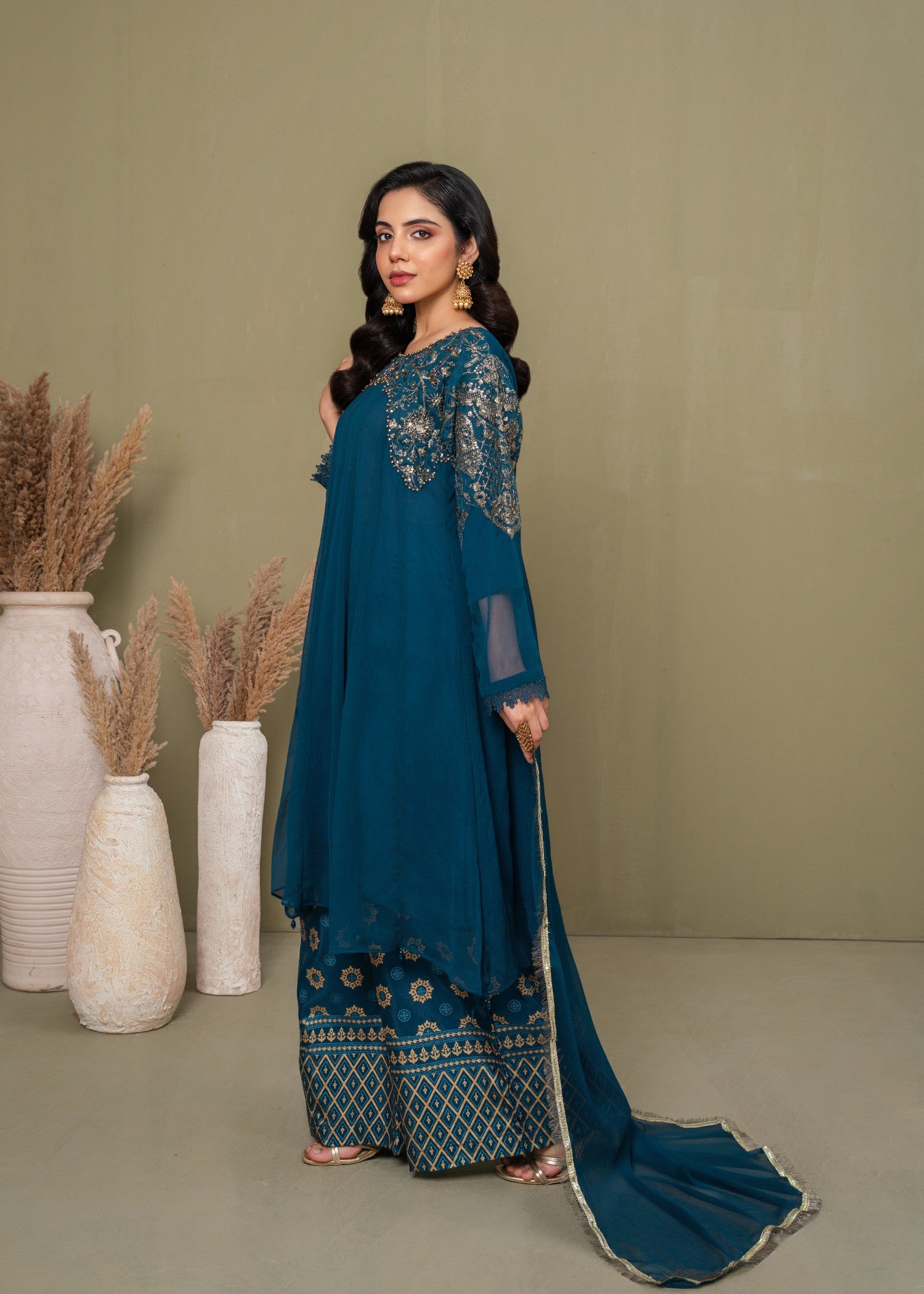 chiffon Short Frock in Cobalt blue, yale blue