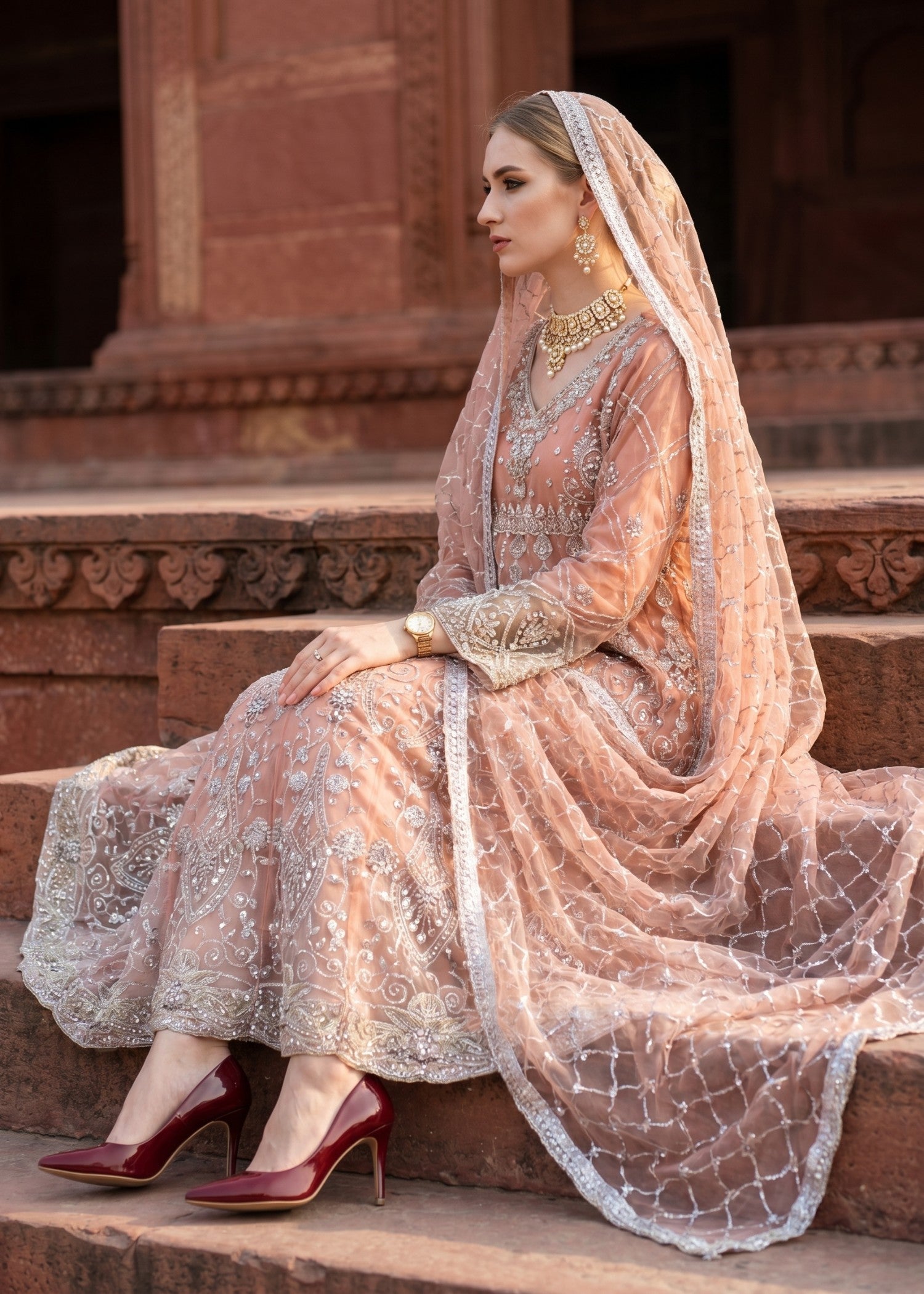 net Maxi in Indian pink