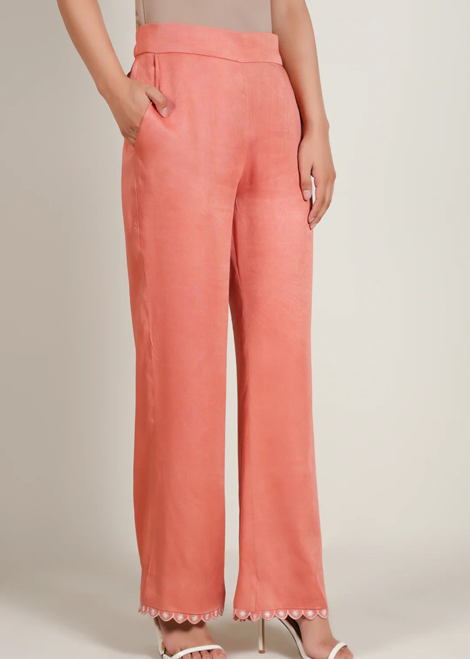 viscose Trousers in Peach pink