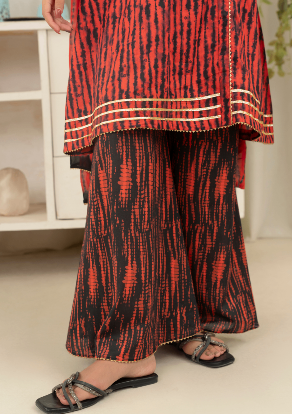 lawn Angrakha in Red