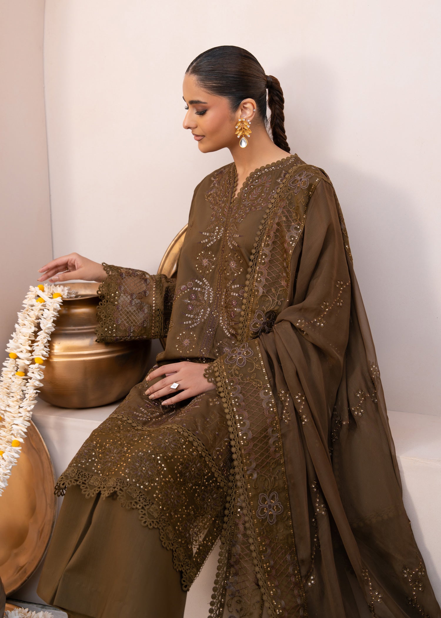 viscose Unstitched in Coffee brown