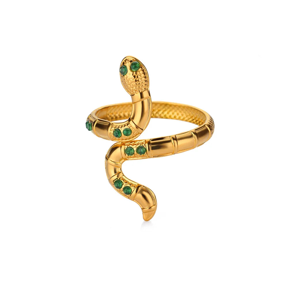 Gold Stainless Steel Snake Rings for Women - Vintage Animal Aesthetic Jewelry