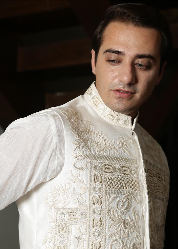 silk Waistcoat in White