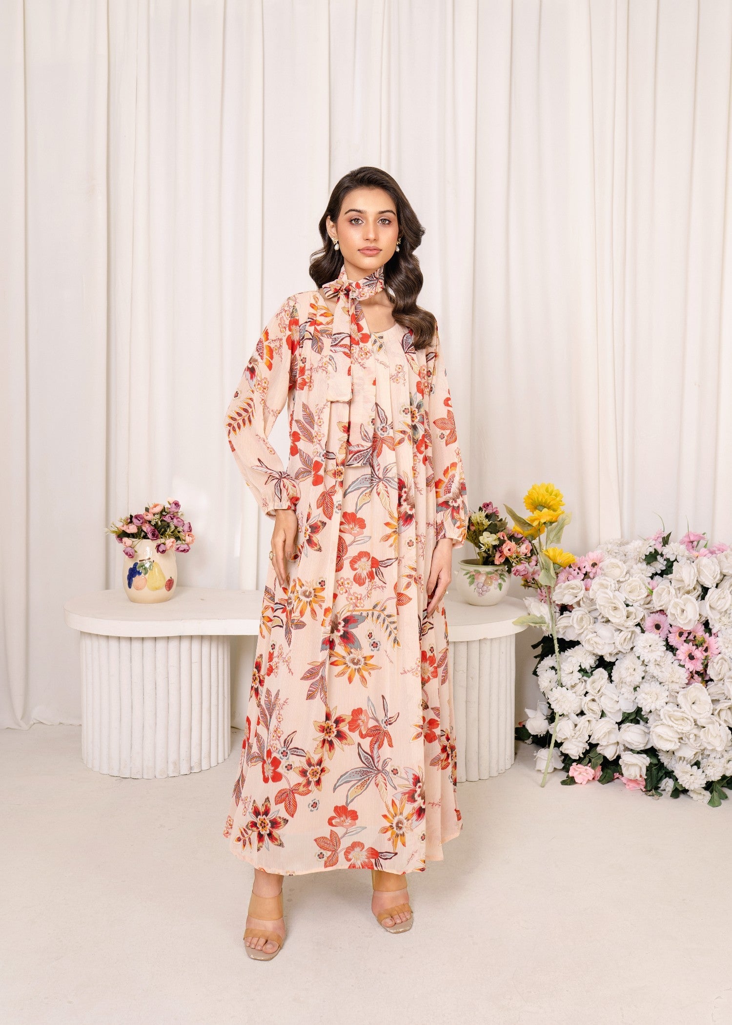 chiffon Maxi in Peach pink