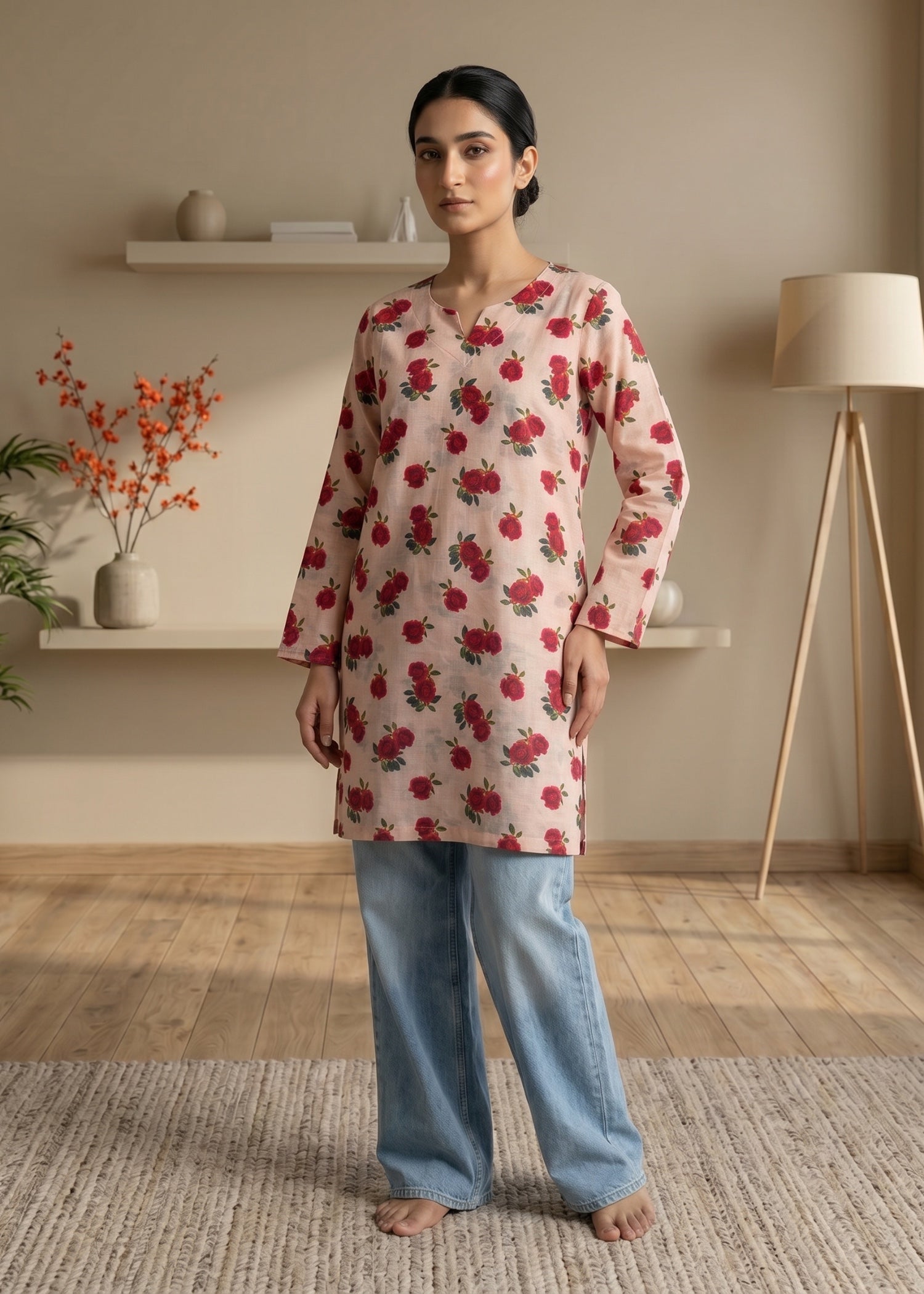 lawn cotton Kurti in Pastel pink