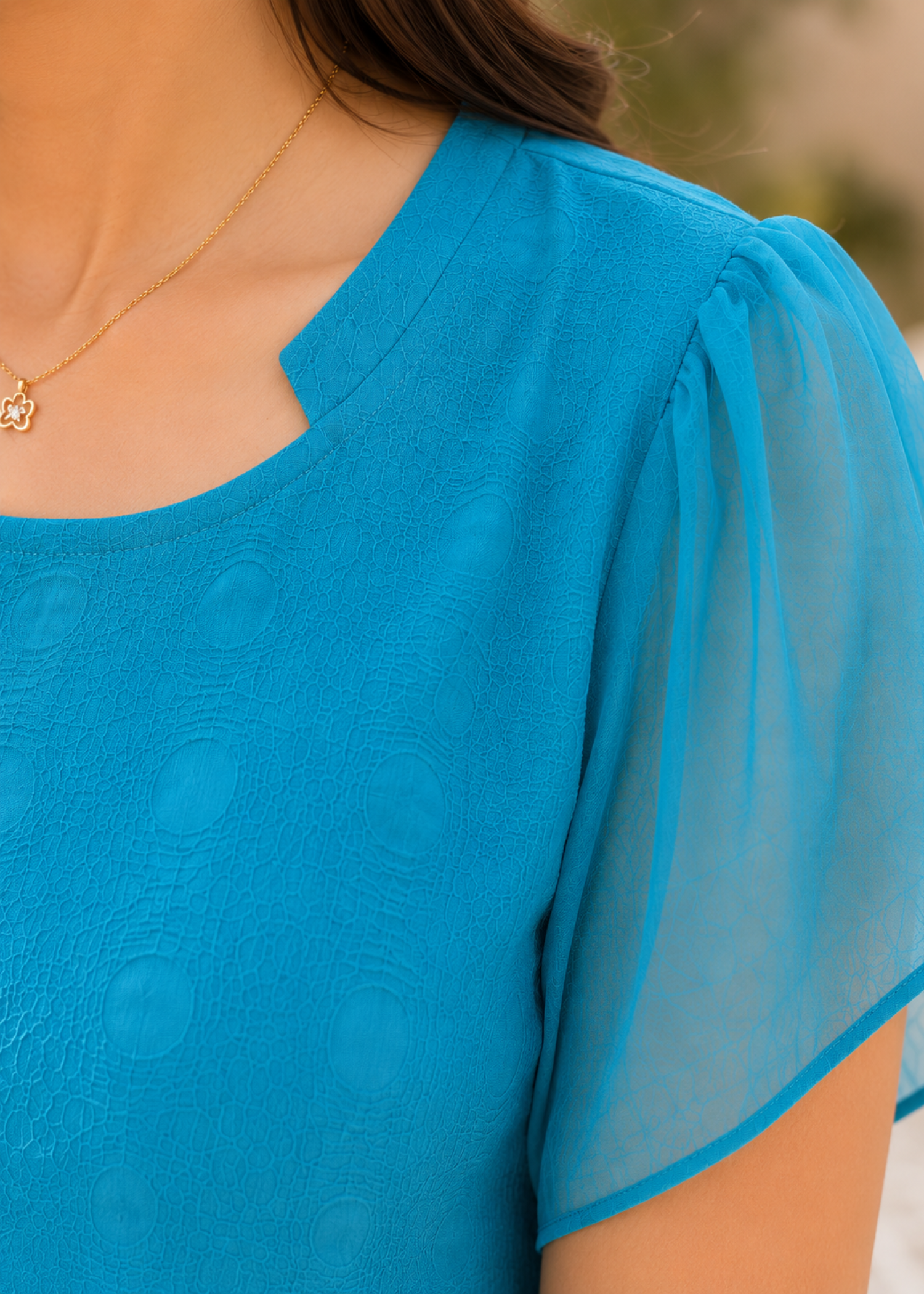 polyester chiffon Tunic in Bondi blue