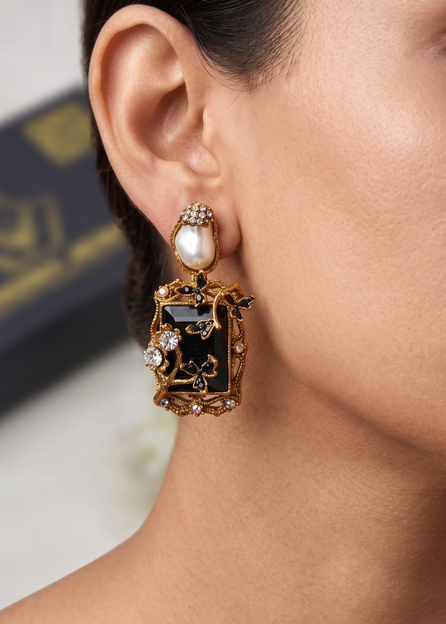 Earrings in Black Color by - Trendy Women Earrings DLN4310