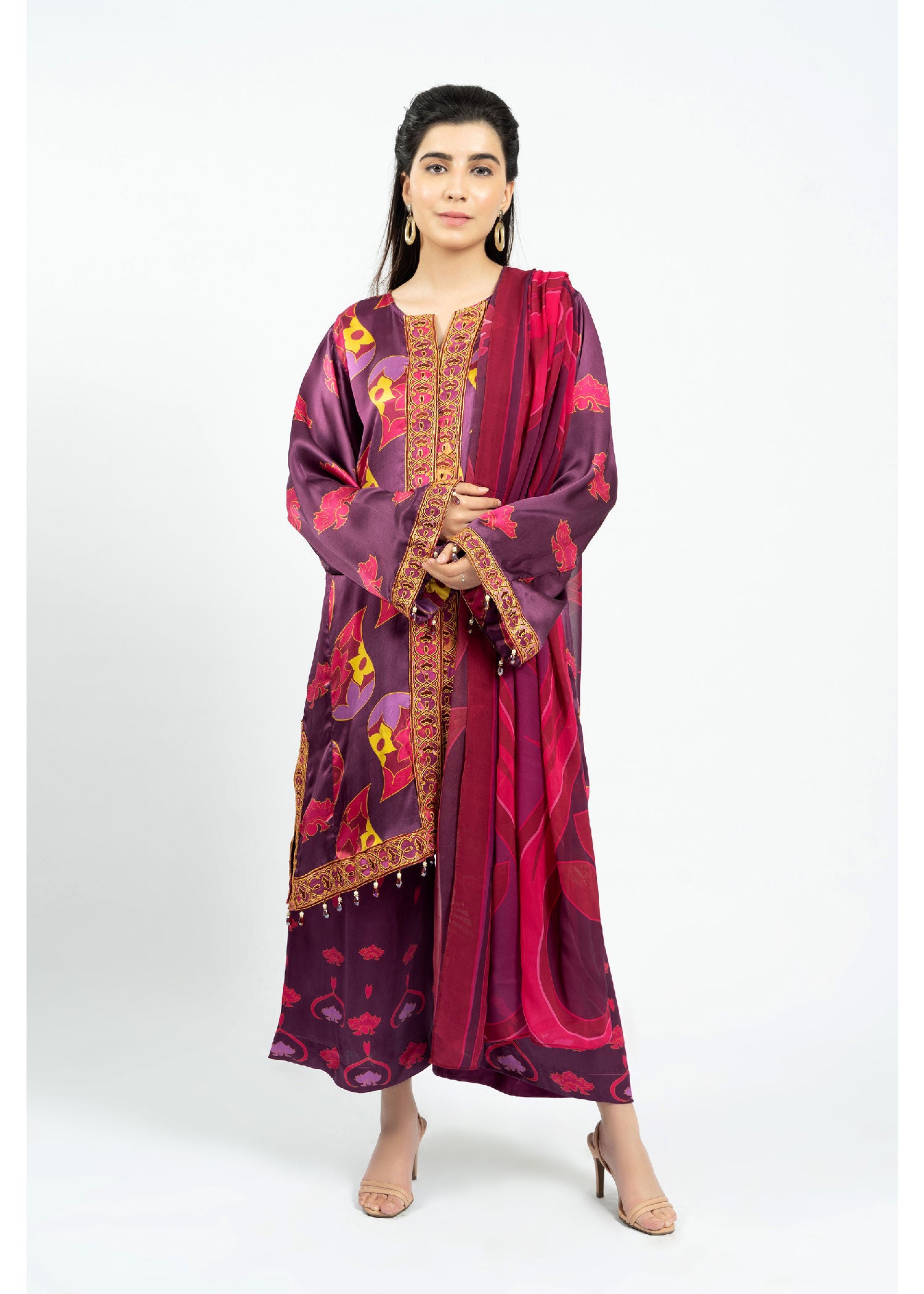 silk Kurta Set in Purple