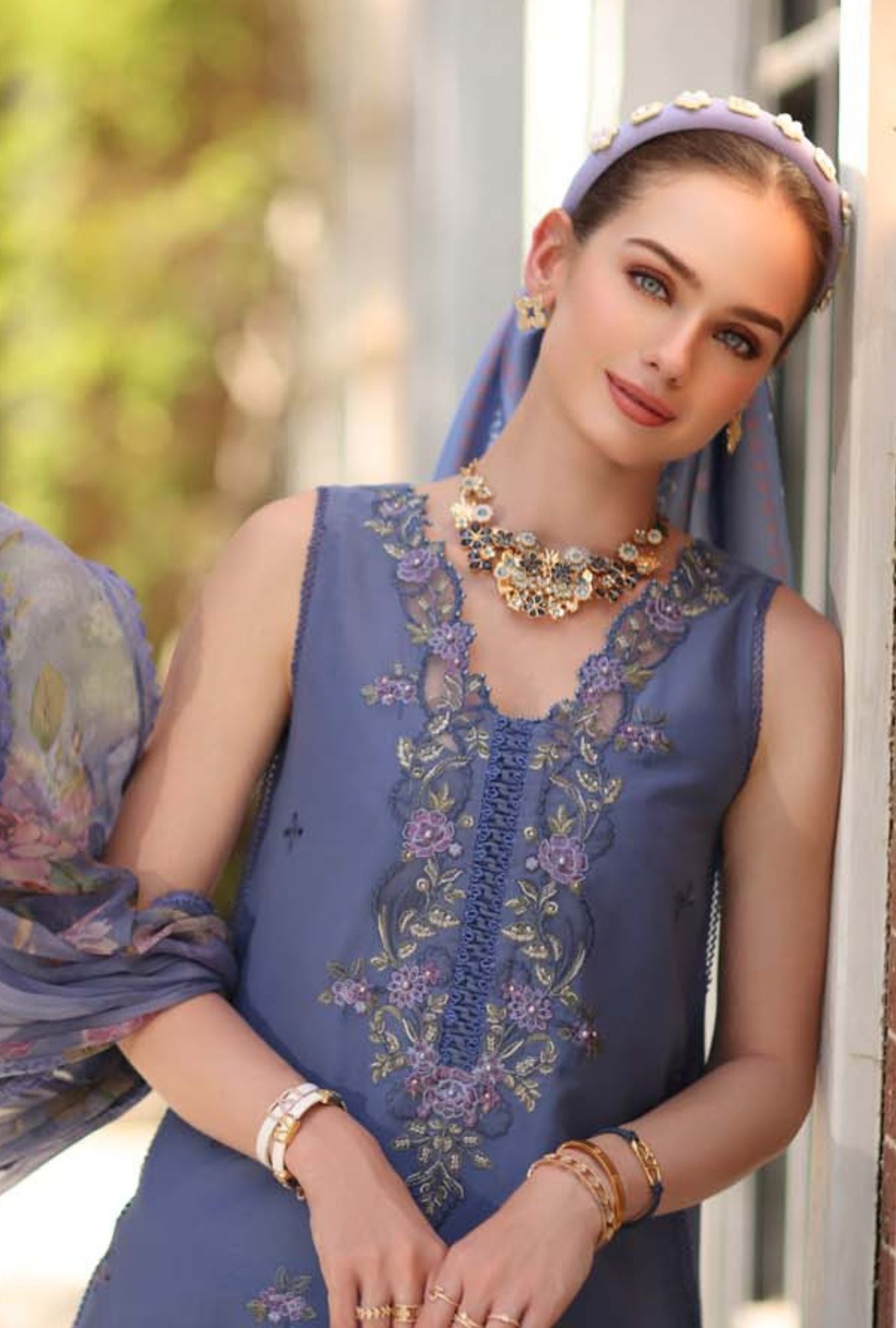 Noor Eid Luxe Printskhaas Lawn – D3 - B - Stormy Lilac