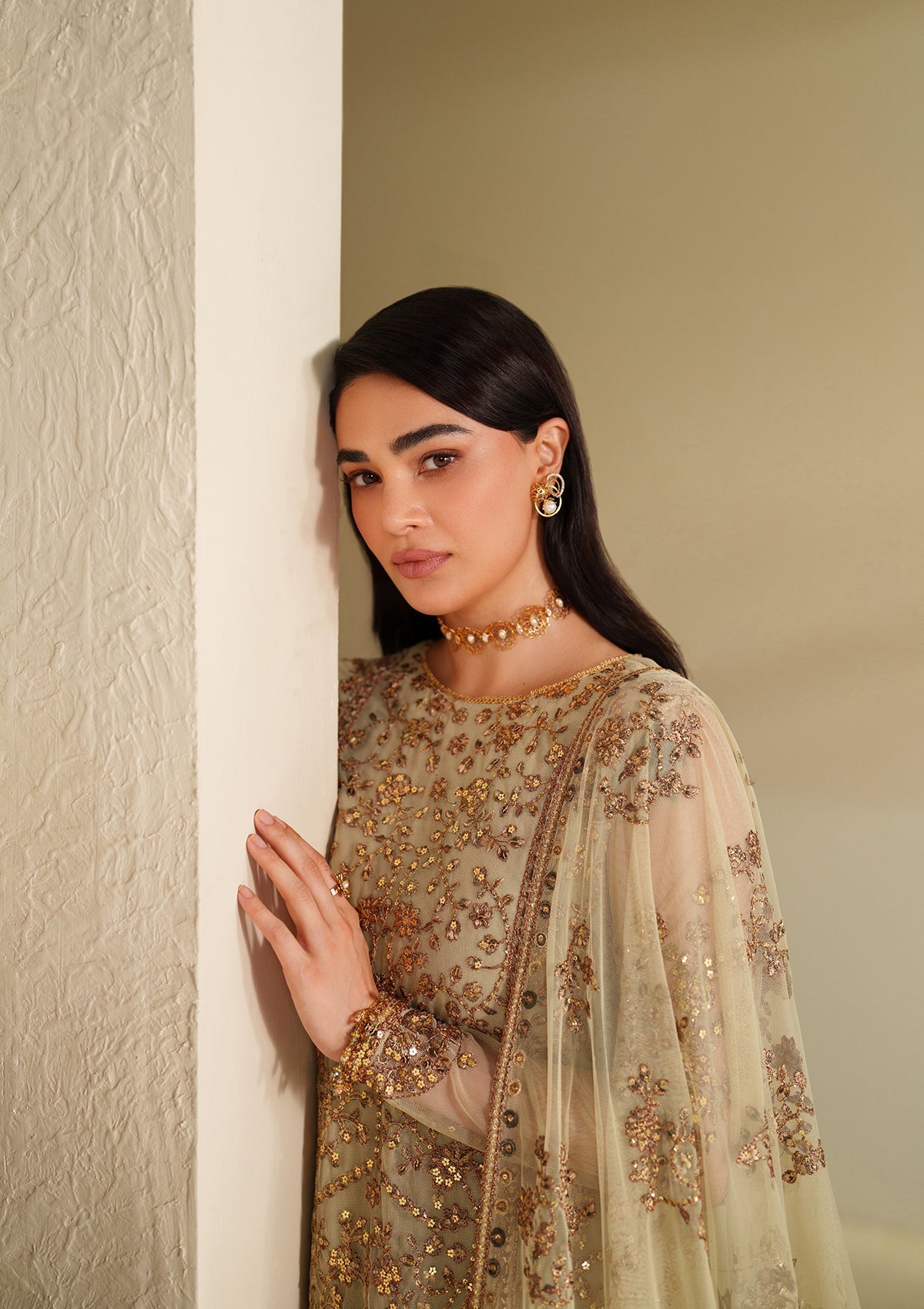 net Sharara in Cream