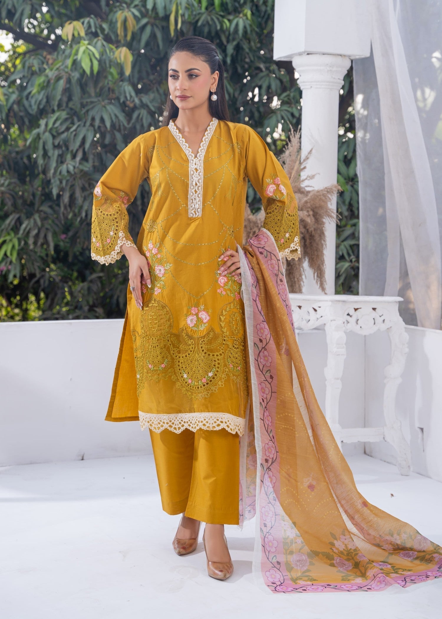 cotton Kurta Set in Mustard