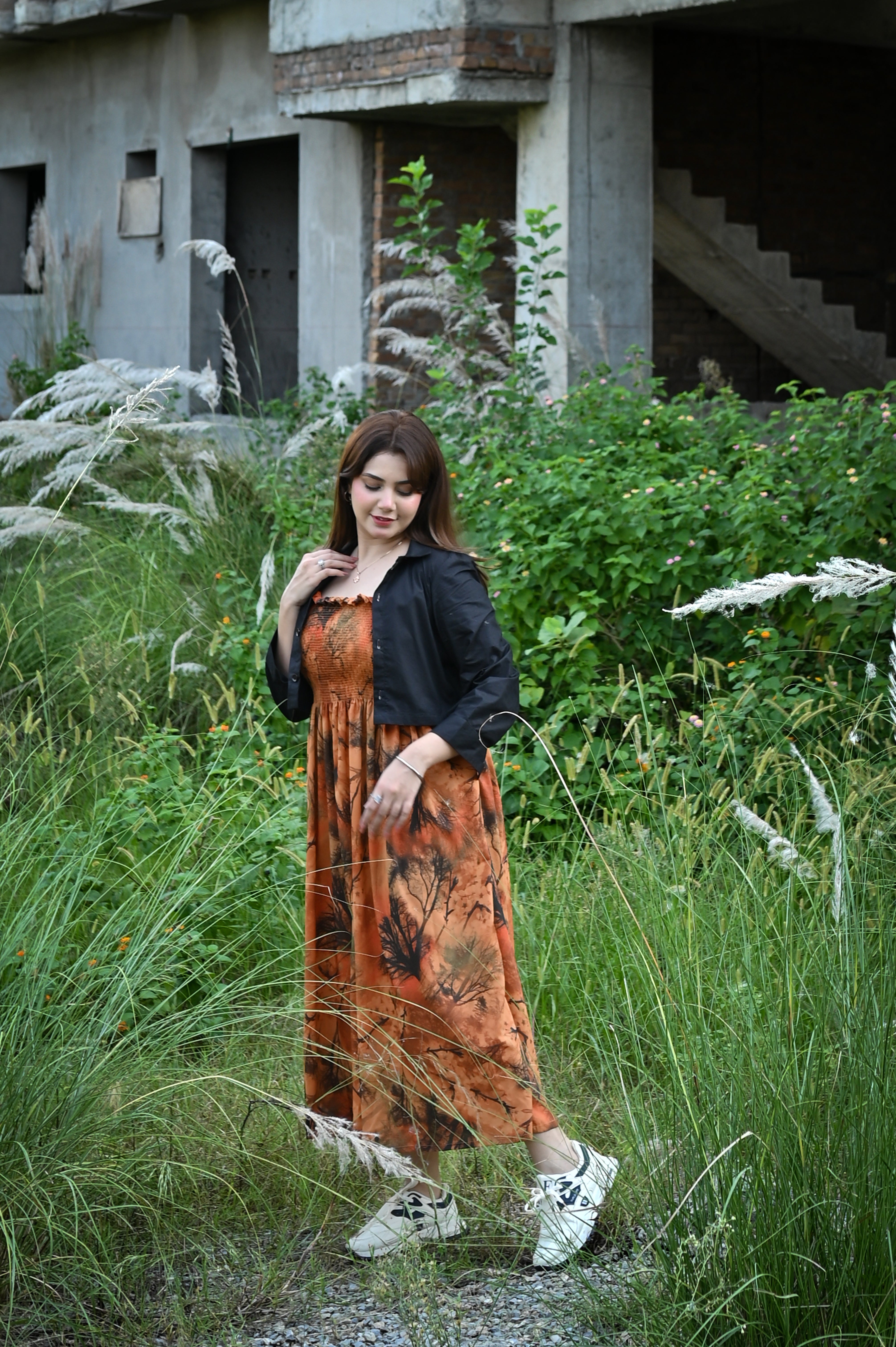 georgette Dress in Hazelwood brown