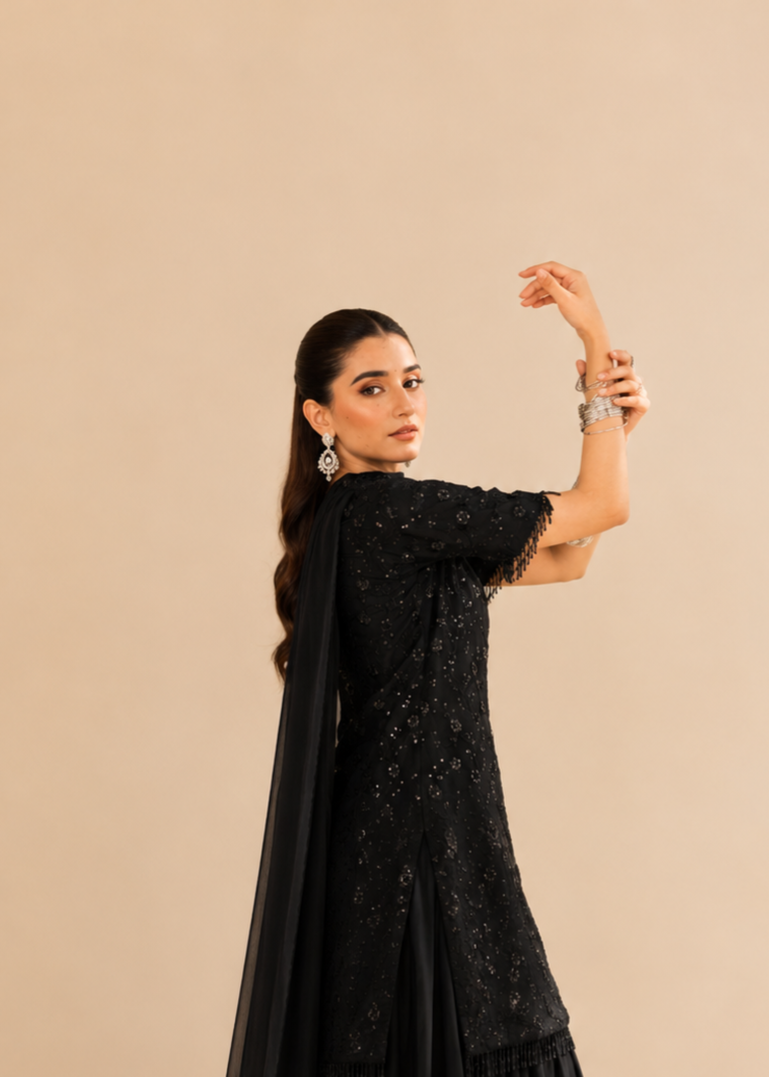 chiffon Sharara in Black