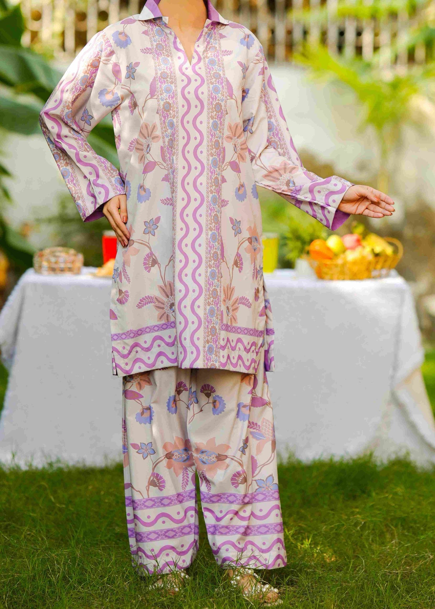 crepe Co Ord Sets in Lavender - view 4