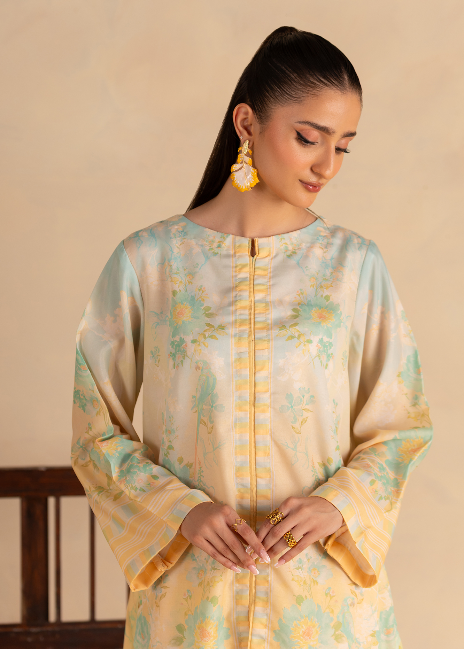 blended cambric Co Ord Sets in Yellow