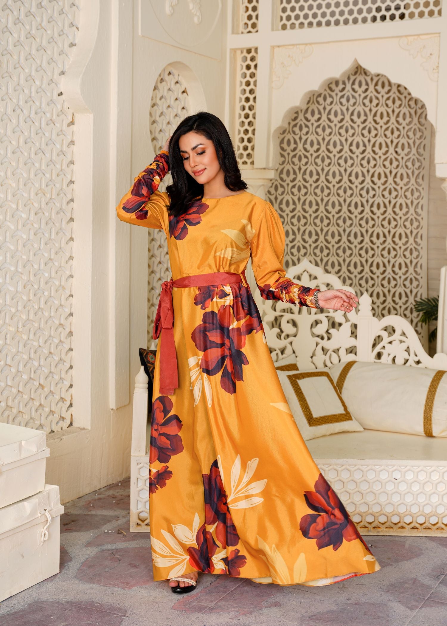 crepe Maxi in Mustard