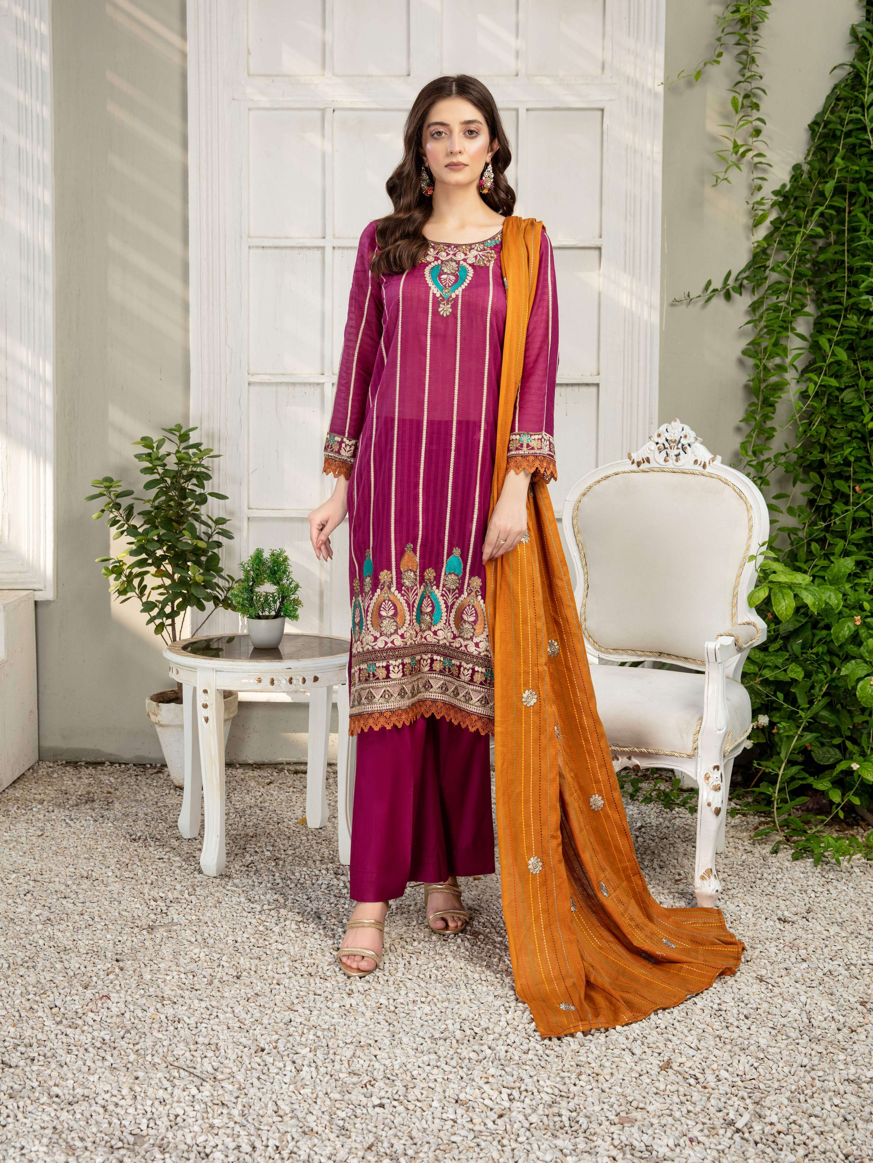 slub lawn Unstitched in Mulberry