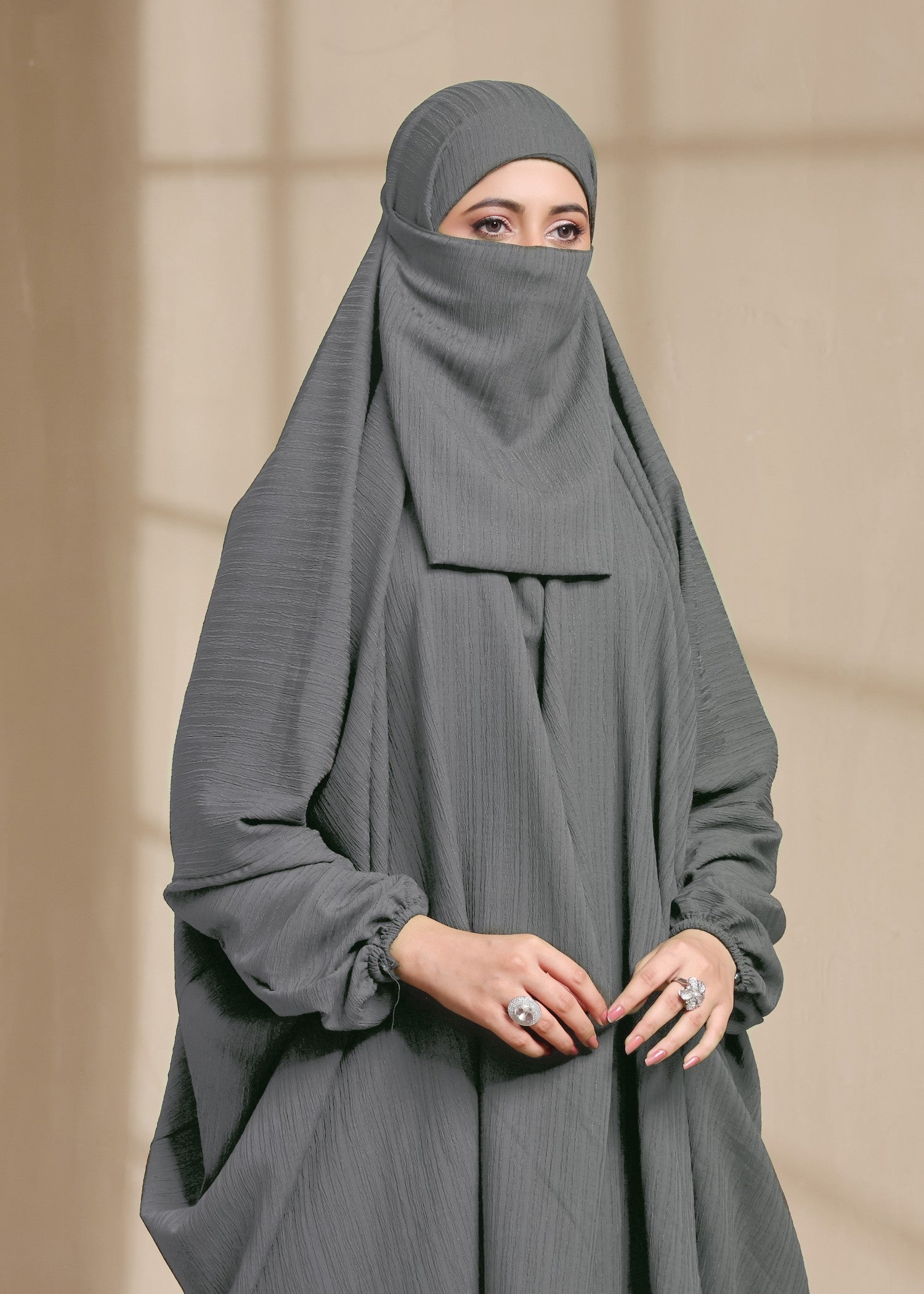georgette Jilbab in Grey