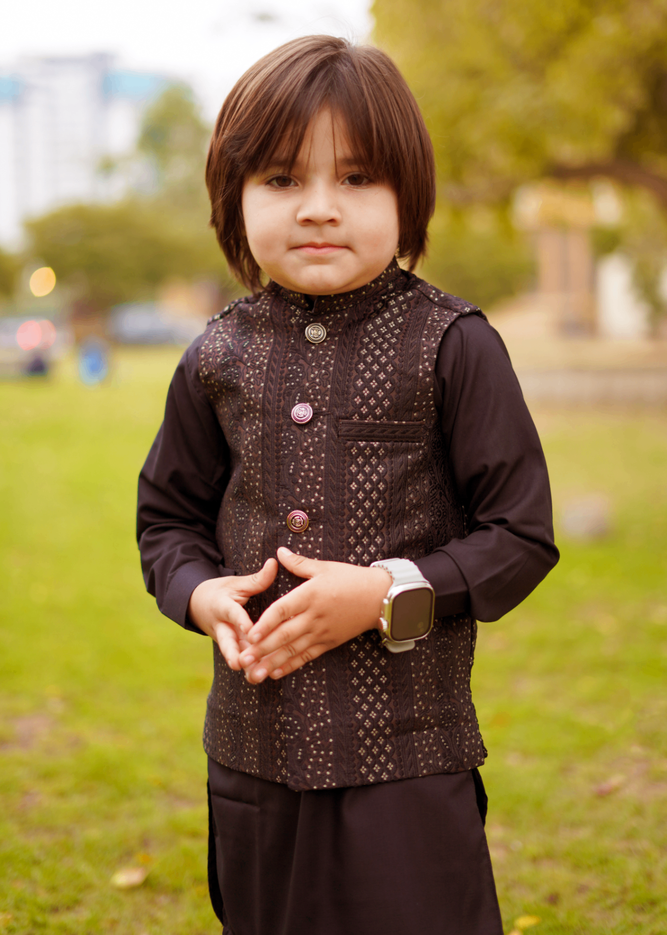jamawar Waistcoat in Brown