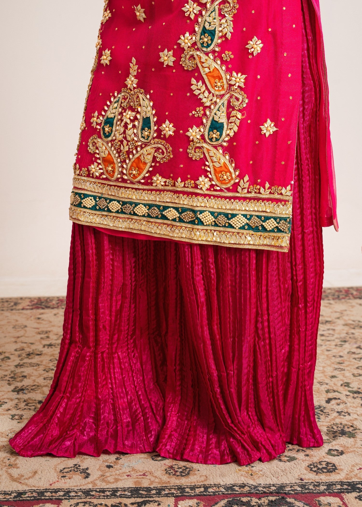 net Sharara in Shocking pink