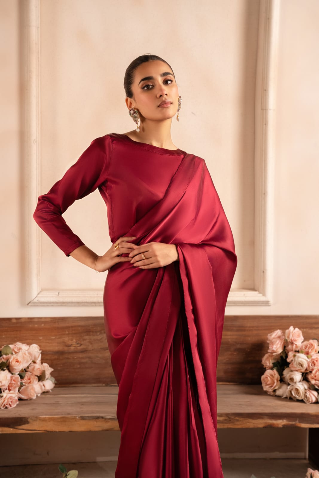 silk Saree in Maroon