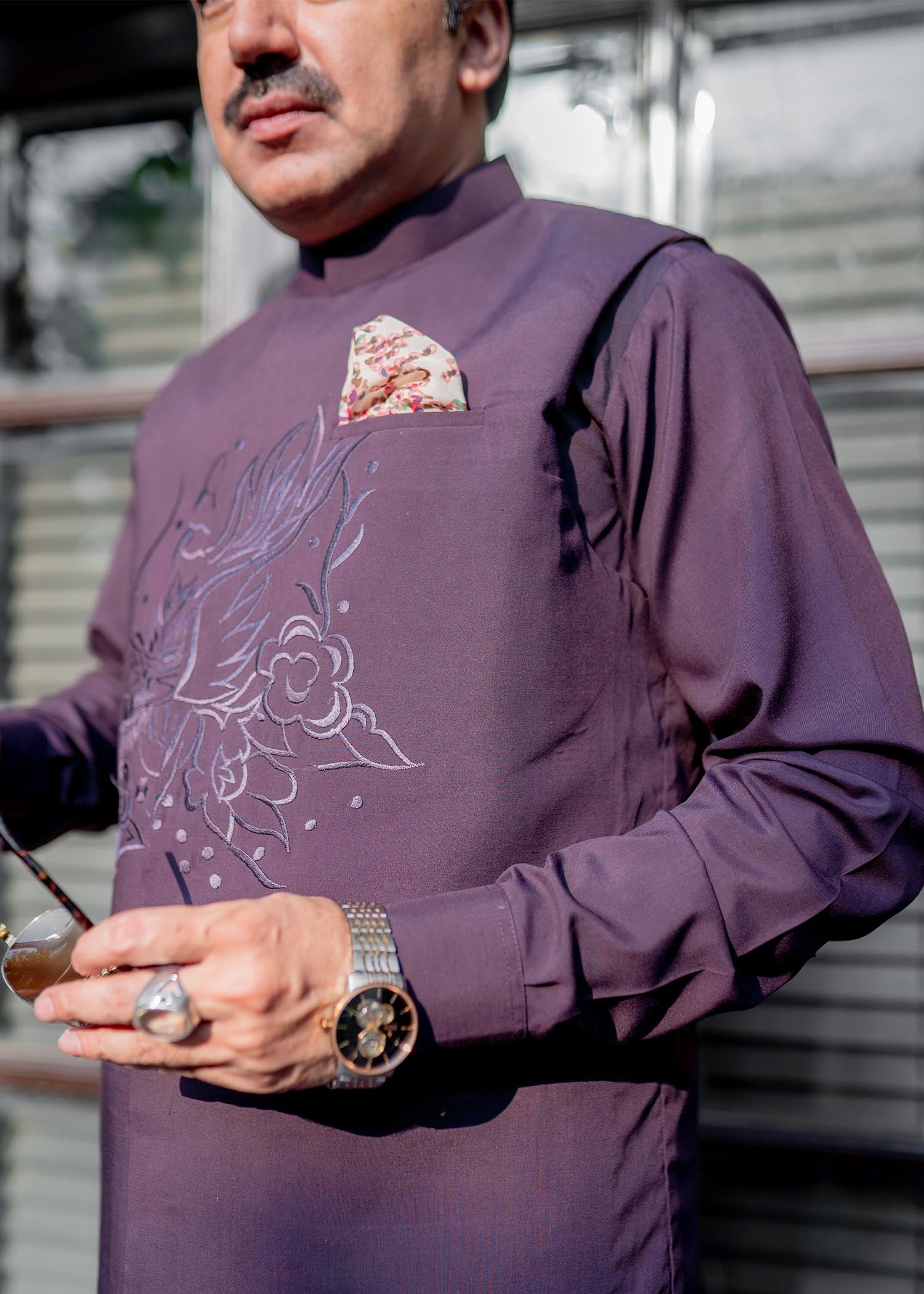 cotton Waistcoat in Plum