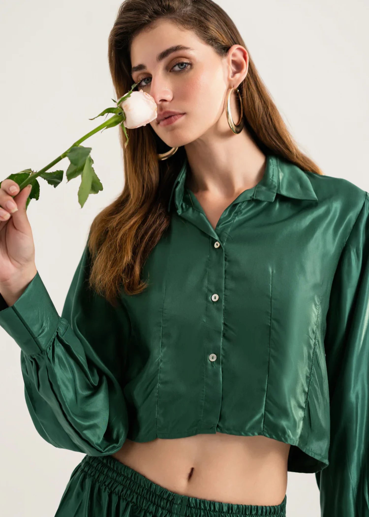 cotton Top in Bottle green