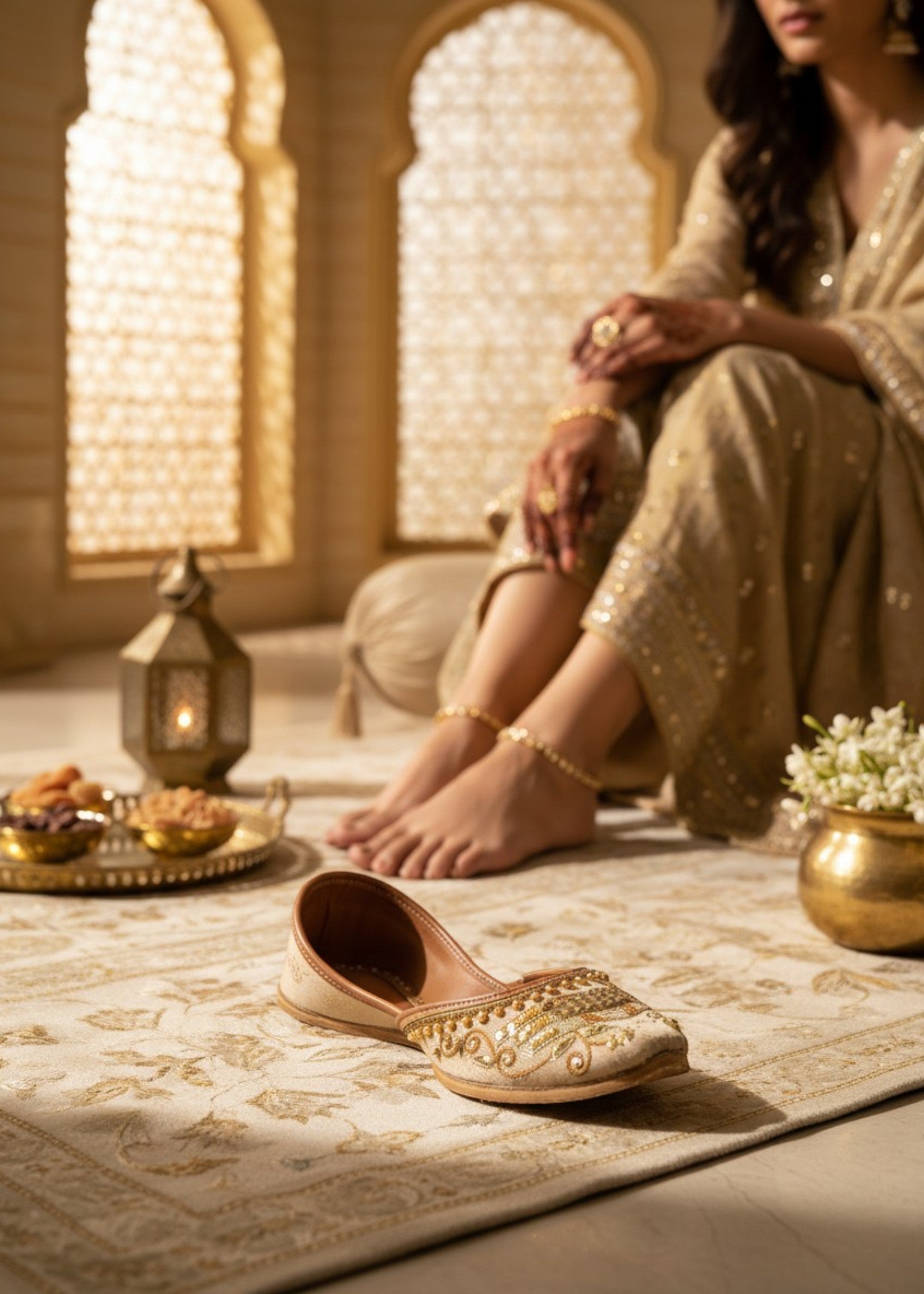 Khussa in Beige by - High Quality Women Khussa CXM0580