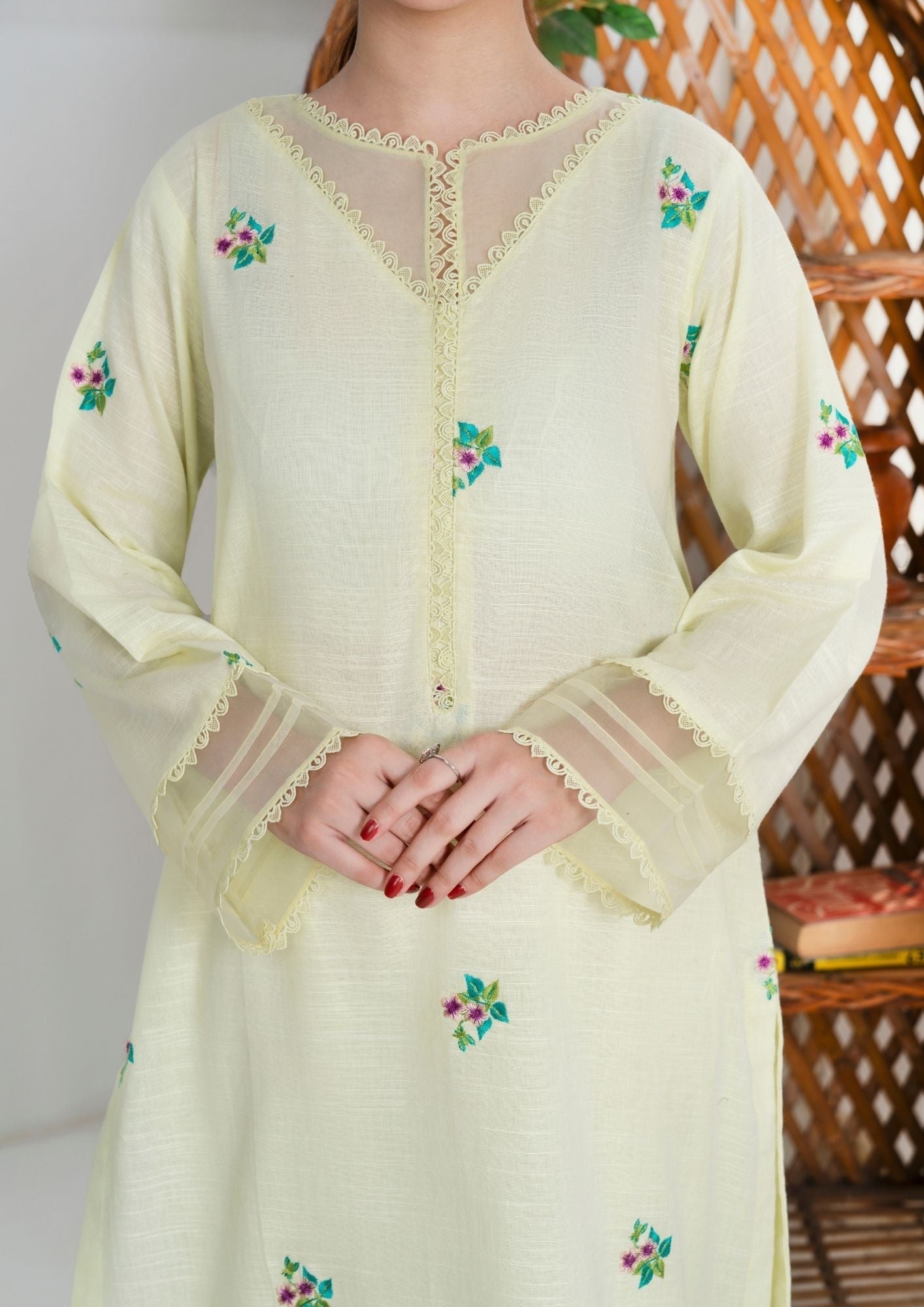 khaddar Kurta Set in Ghost white
