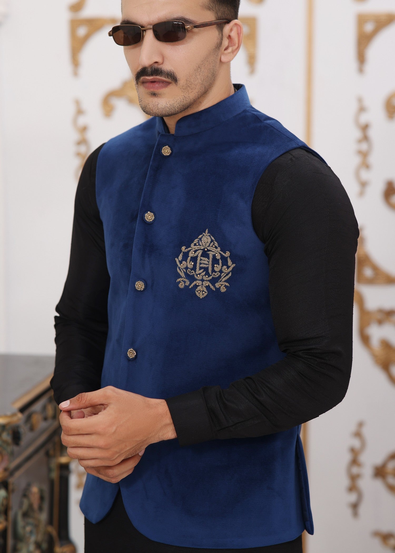 velvet Waistcoat in Royal blue