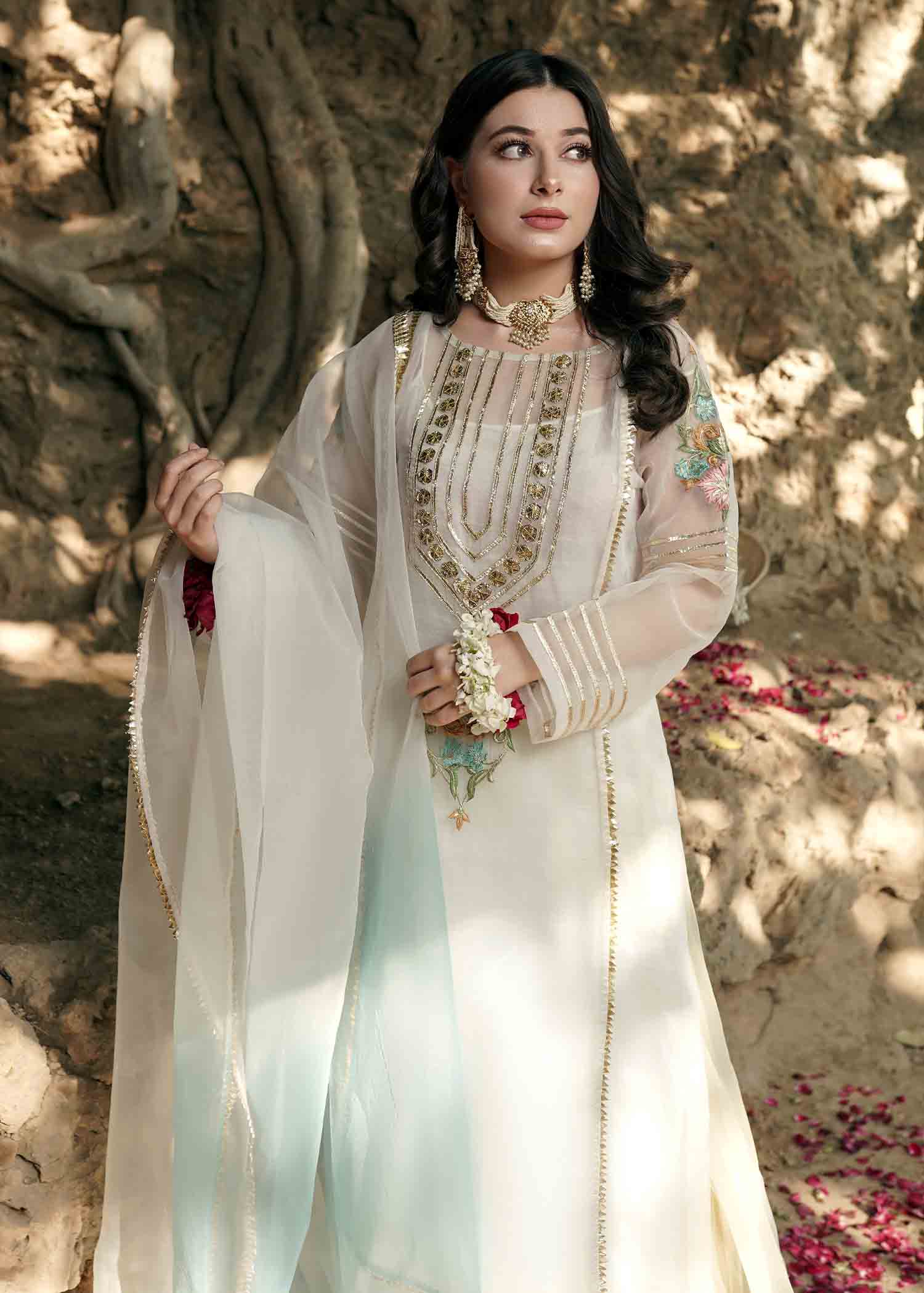 organza Sharara in White