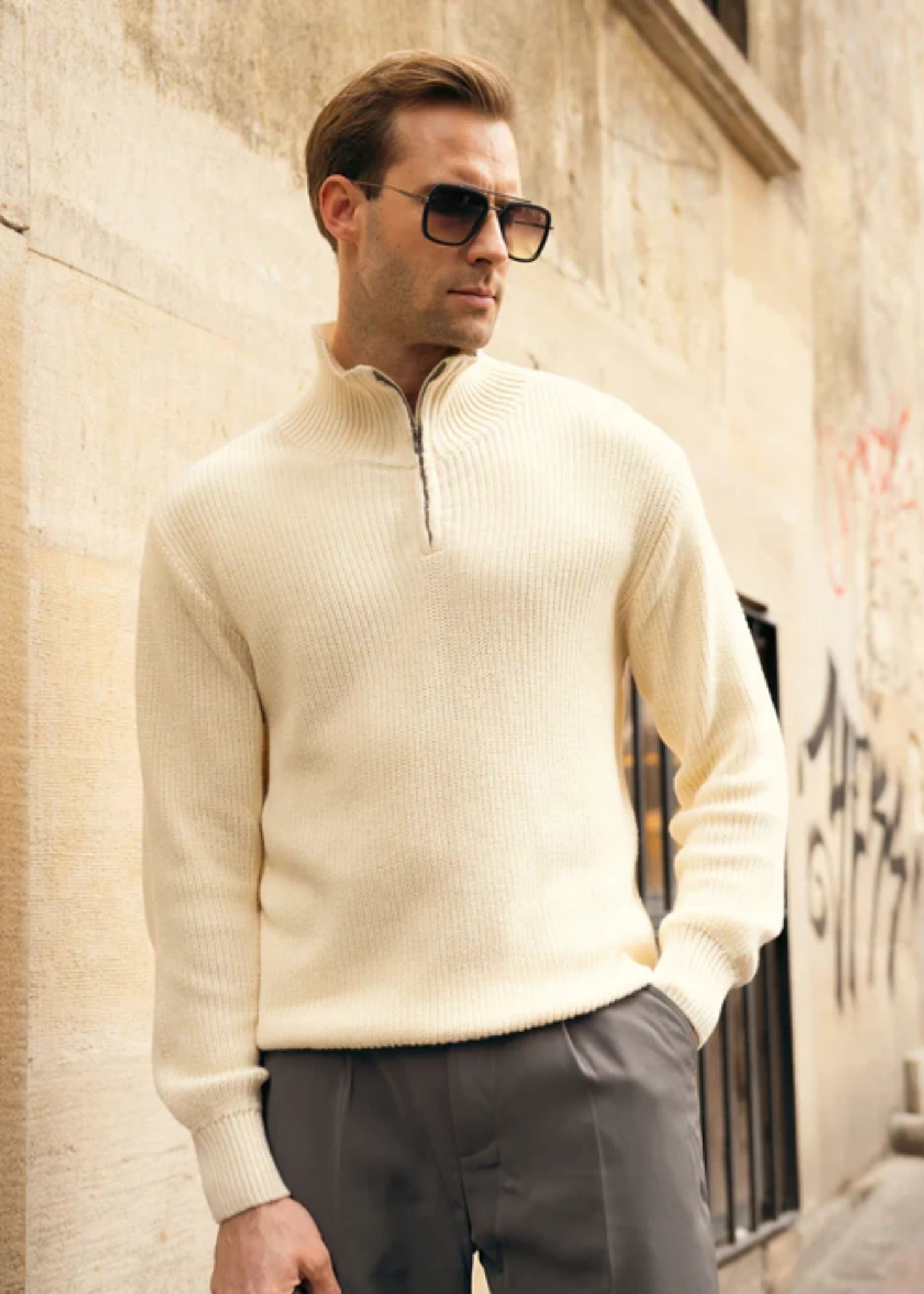 cotton Sweater in Beige