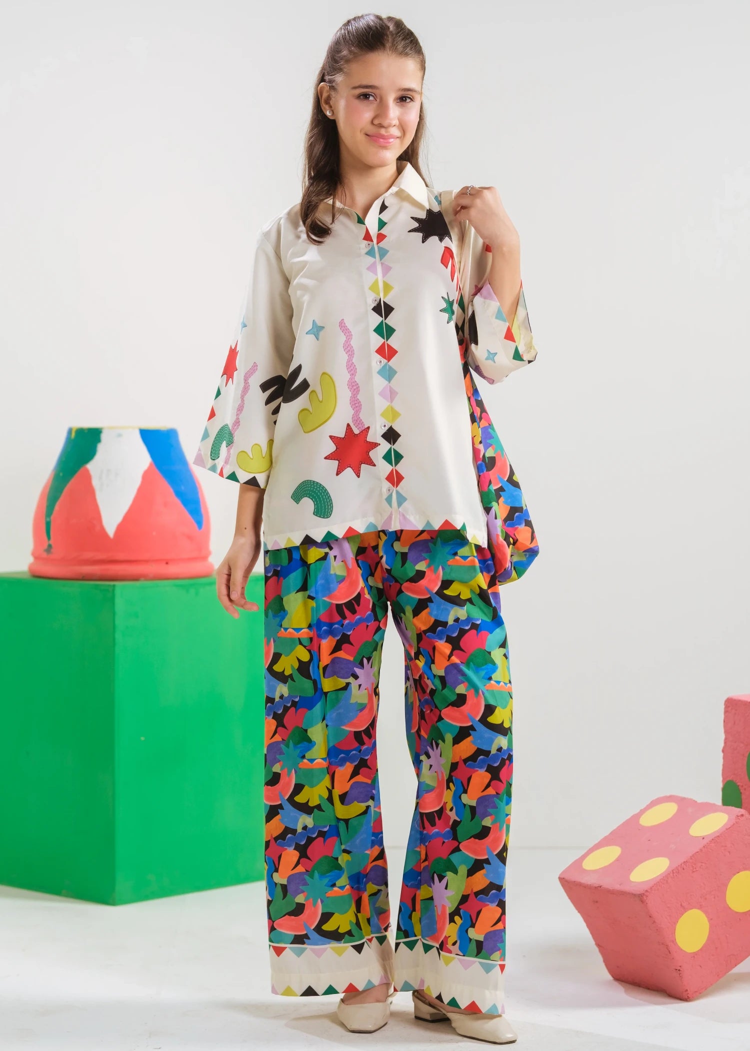 Co Ord Sets in White, multi