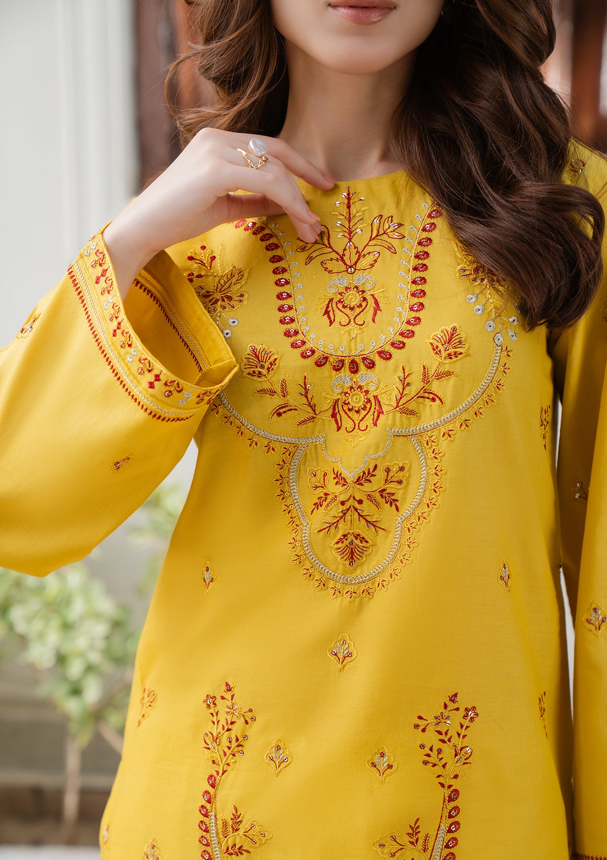 cotton Kurta Set in Yellow