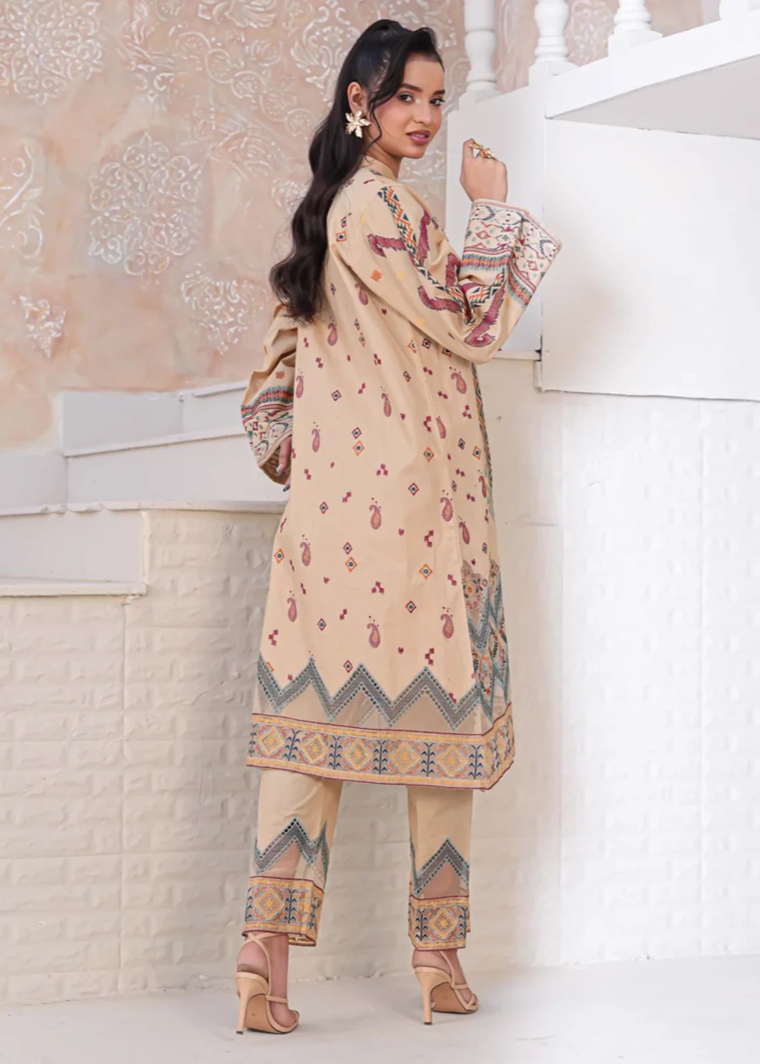 lawn Gown in Beige