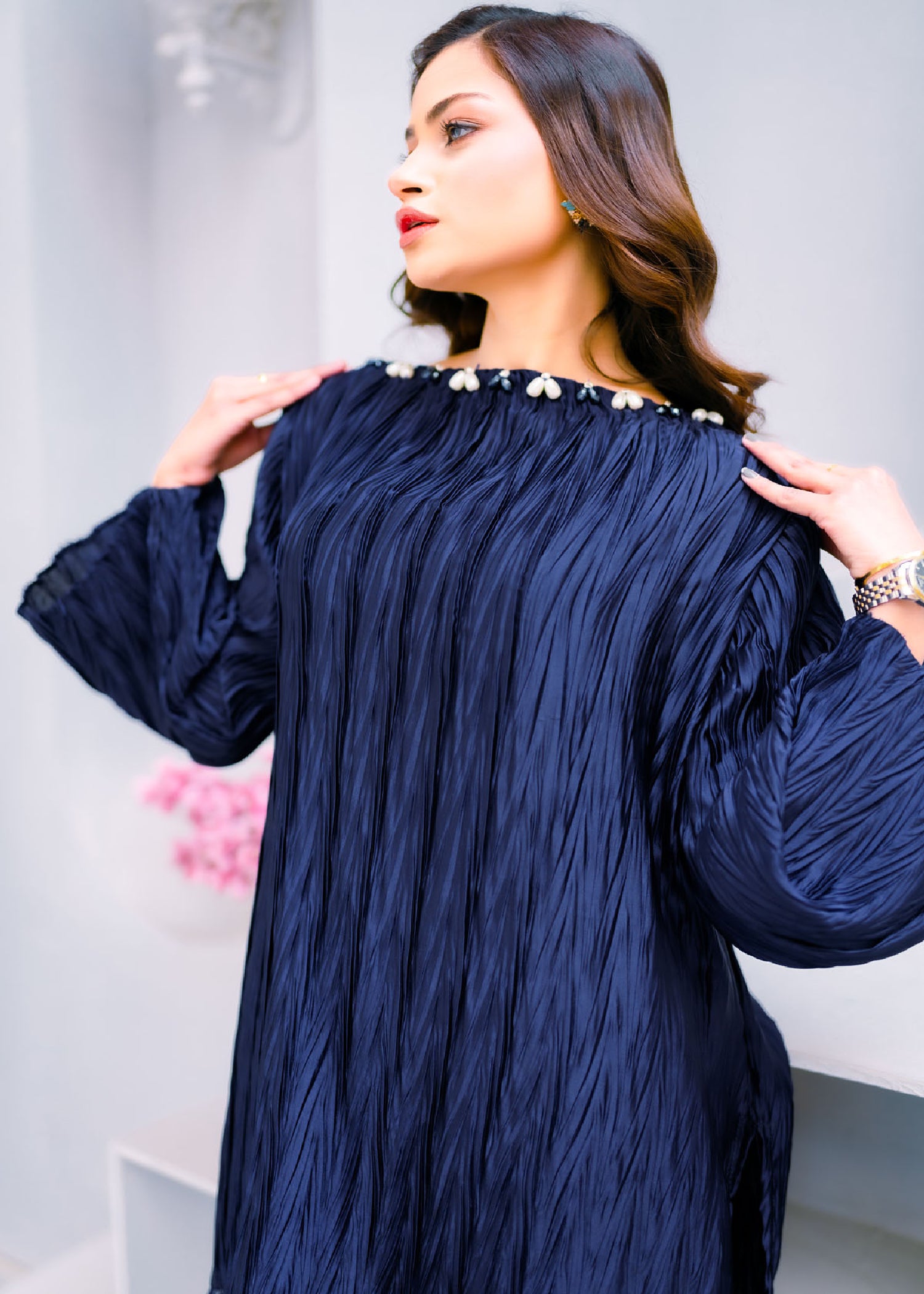 silk Co Ord Sets in Dark blue