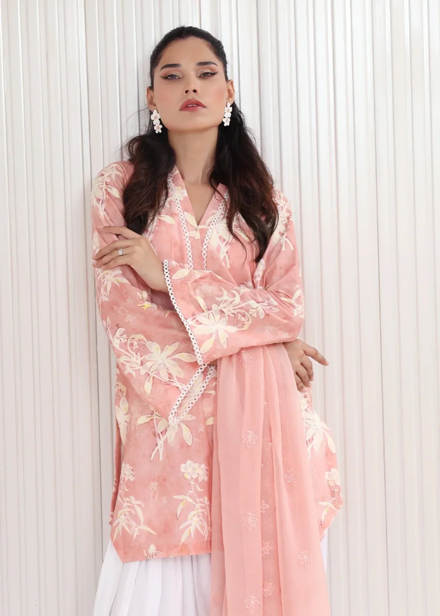 lawn Kurta Set in Pink sherbert