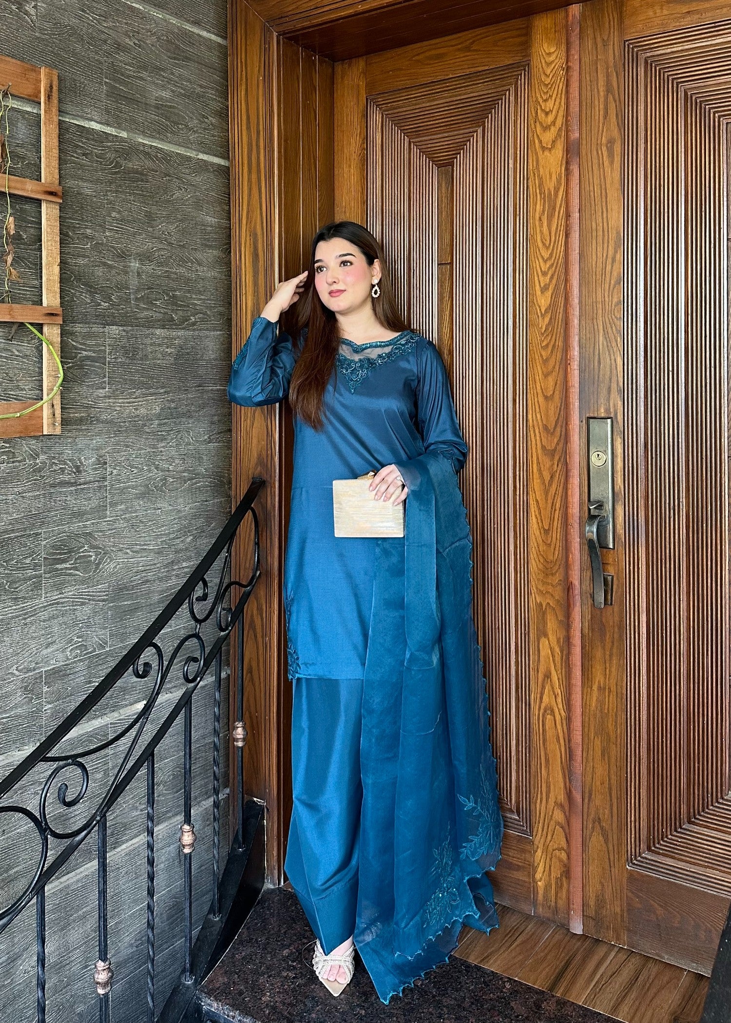 kattan silk Kurta Set in Sapphire blue
