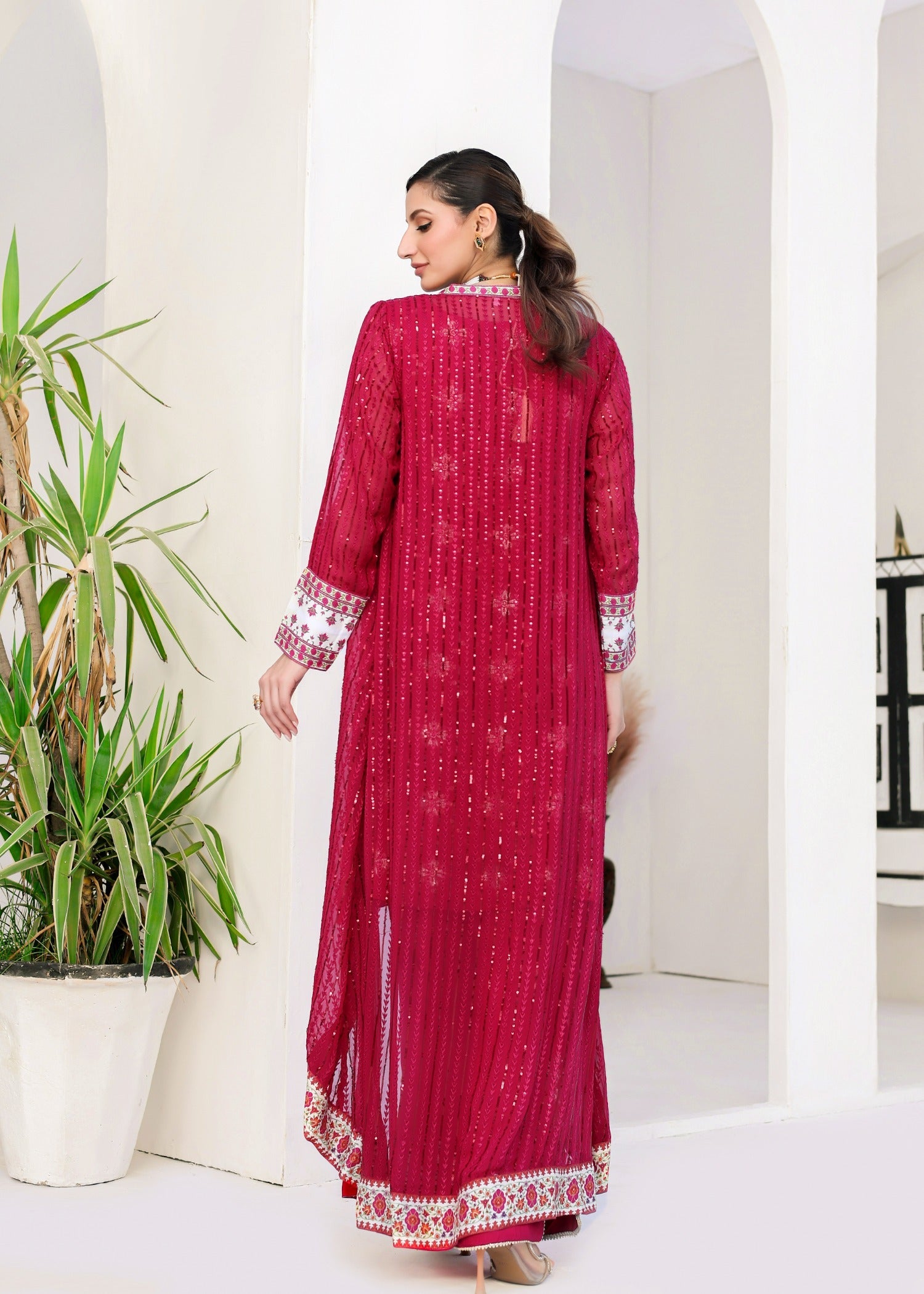 chiffon Gown in Poppy red