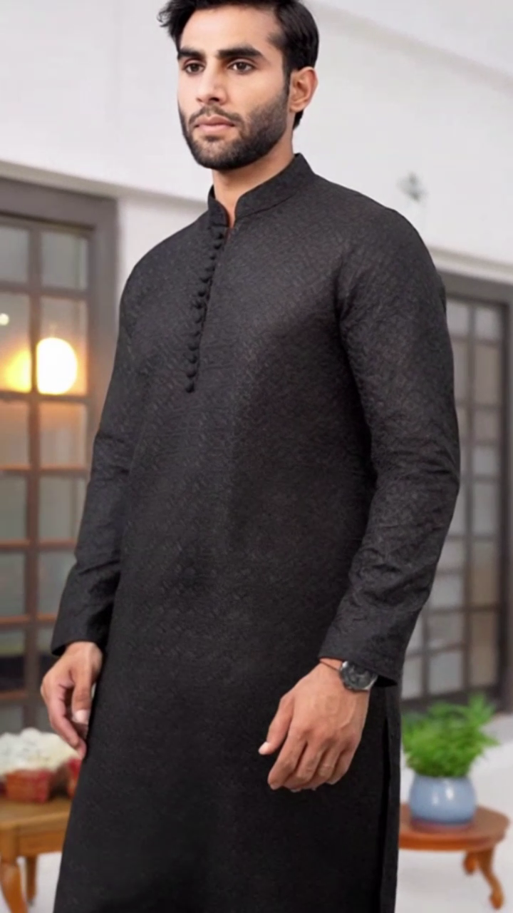 chikankari cotton Kurta Set in Black by HK Fashion