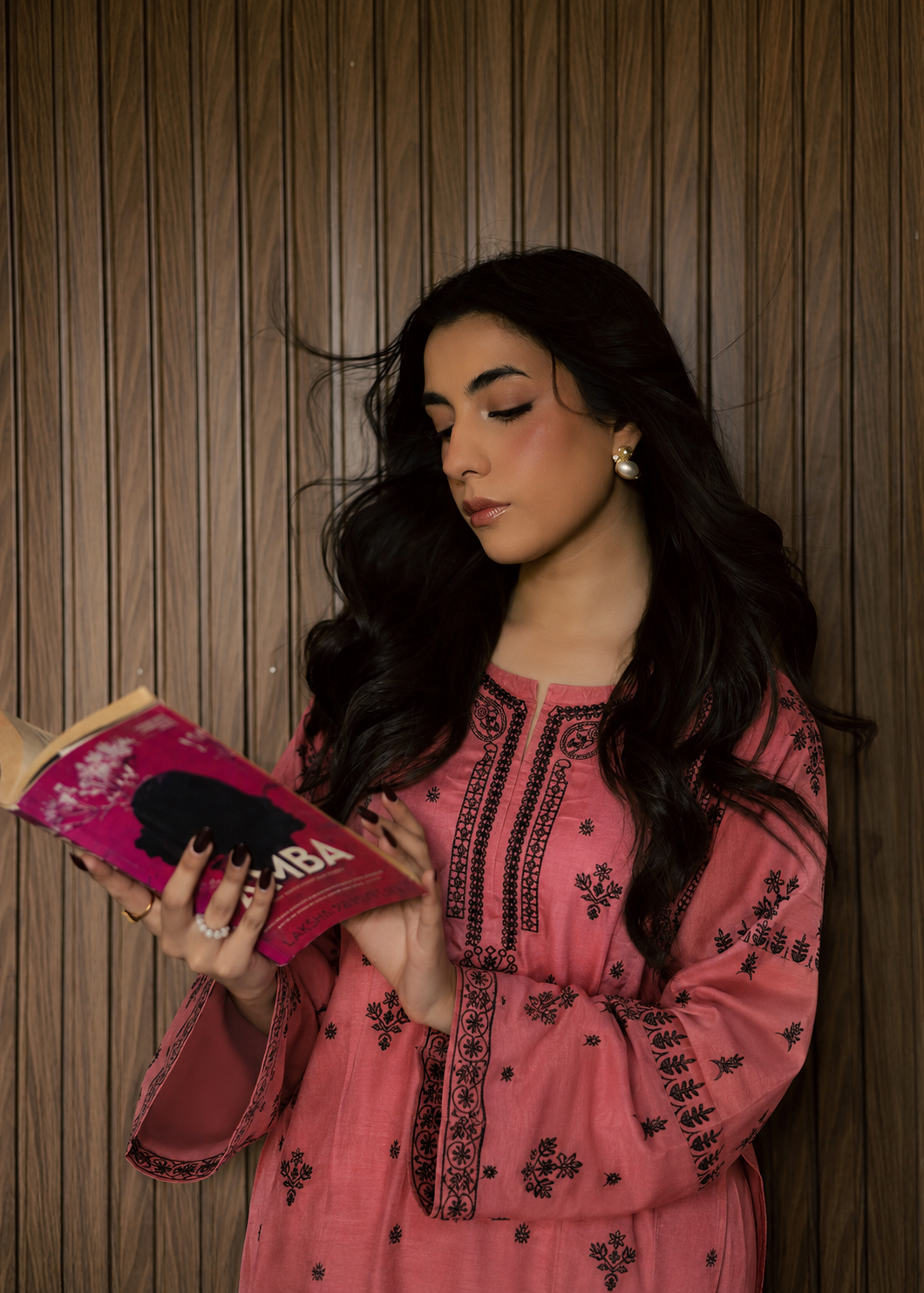 linen Kurta Set in Rose pink