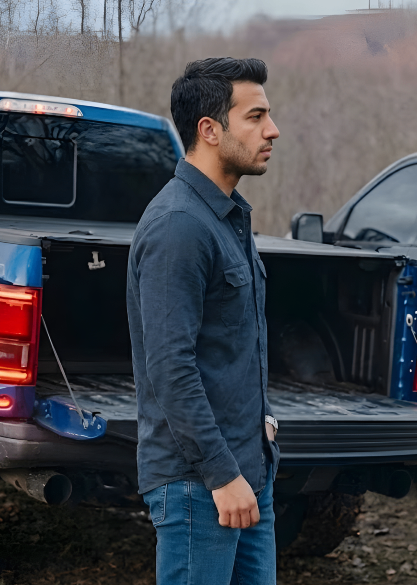 stretch denim Casual Shirt in Blue