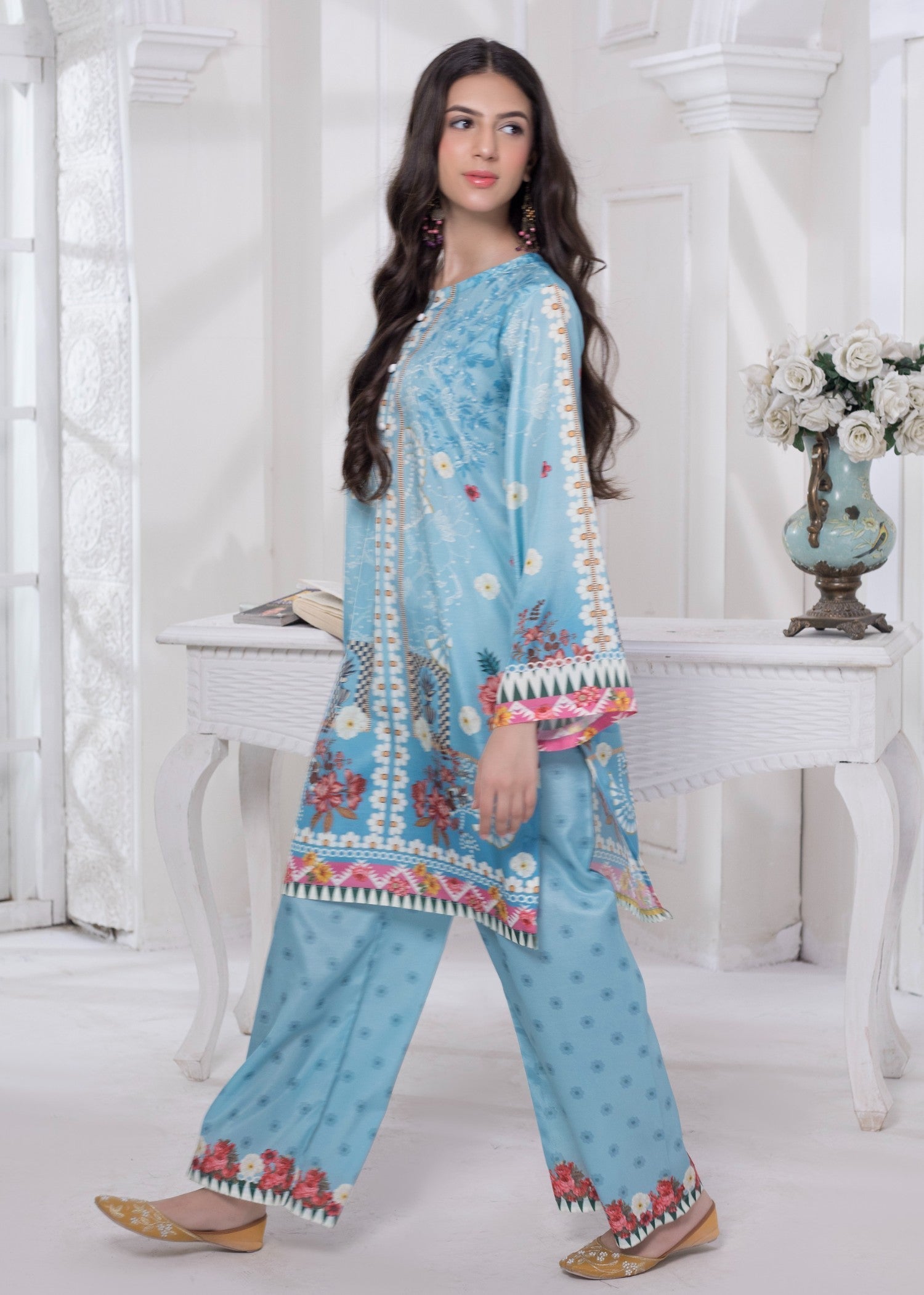 polyester crepe Co Ord Sets in Ice blue