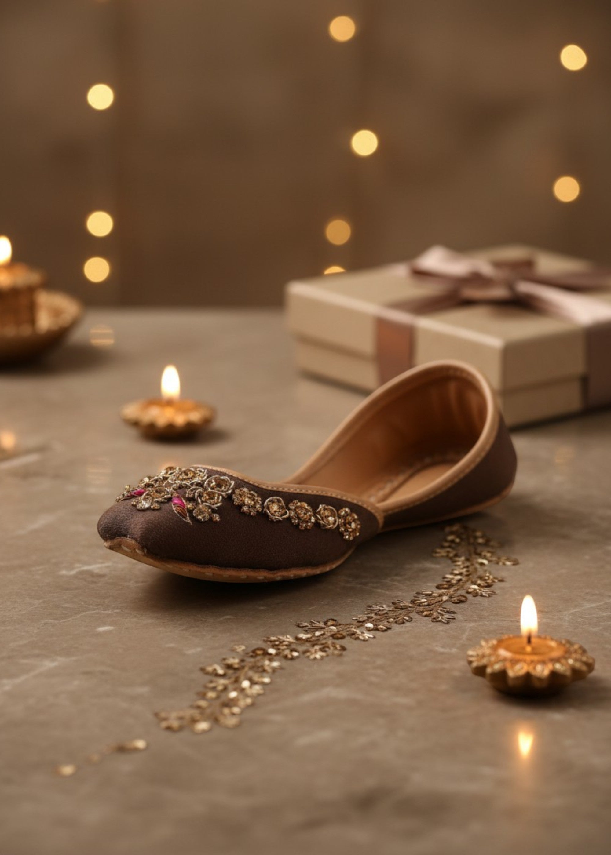 Khussa in Coffee brown by - High Quality Women Khussa IYJ6040